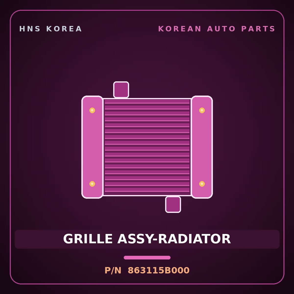 Genuine Mobis GRILLE ASSY-RADIATOR 863115B000 for County 2020 HNS Parts Korea