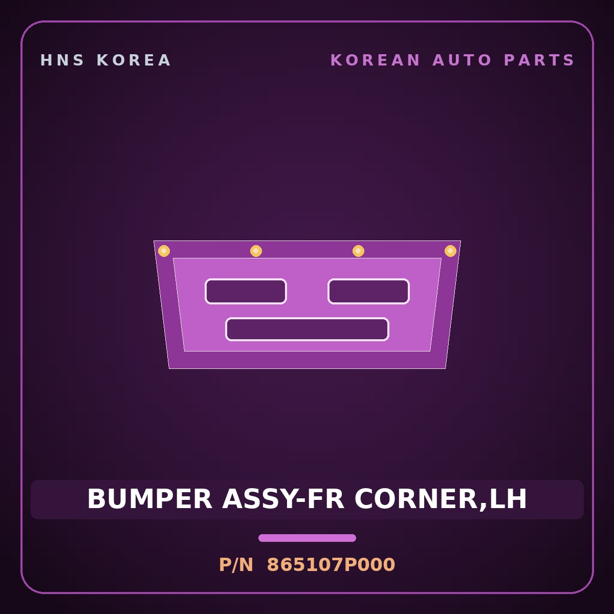 Genuine Mobis BUMPER ASSY-FR CORNER,LH 865107P000 for Trago 2013 HNS Parts Korea