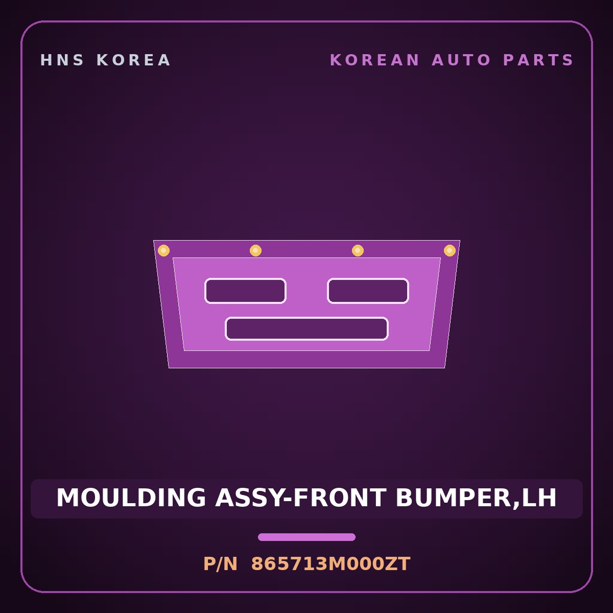Genuine Mobis MOULDING ASSY-FRONT BUMPER,LH 865713M000ZT for Genesis 2007 HNS Parts Korea
