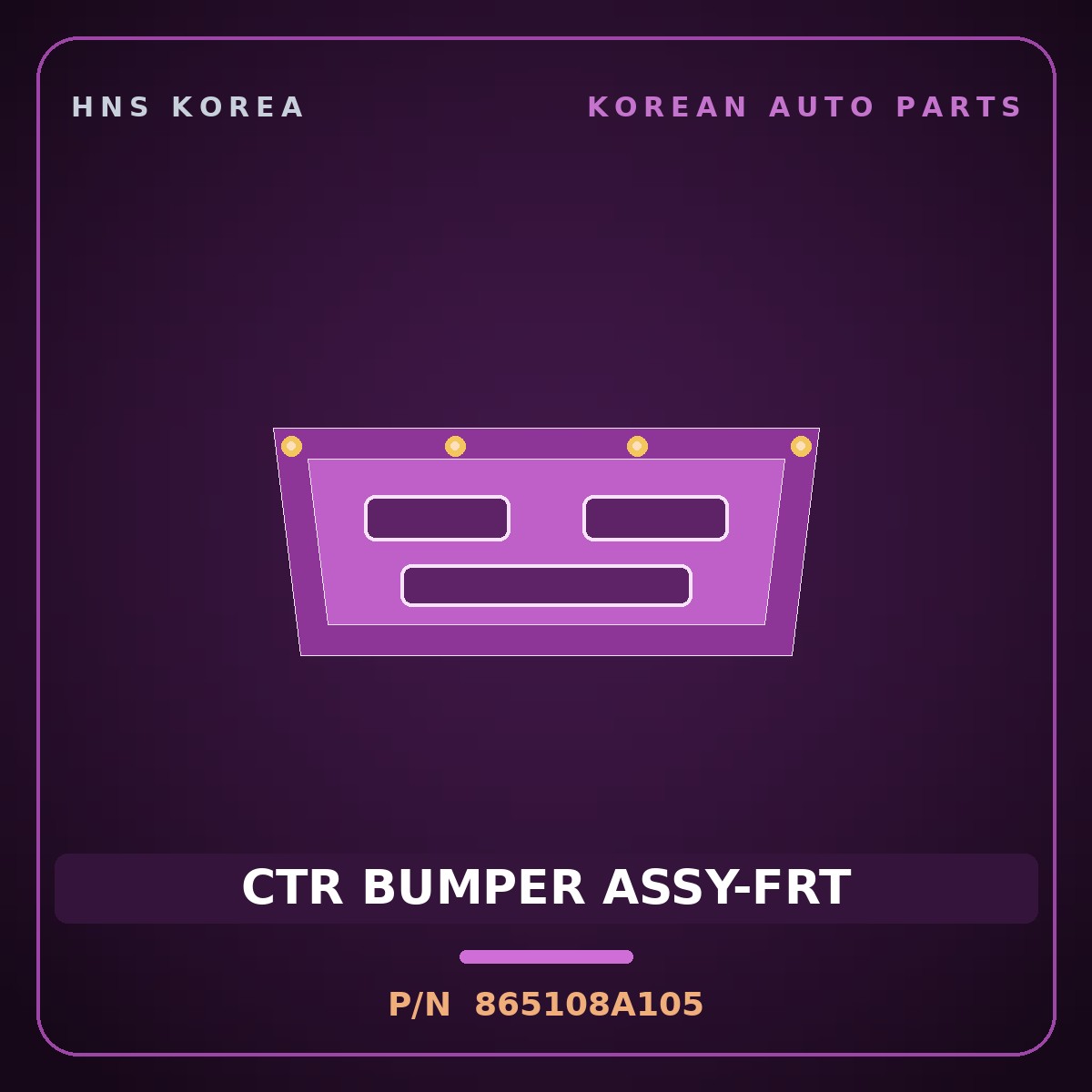 Genuine Mobis CTR BUMPER ASSY-FRT 865108A105 for Aero Queen 1995 HNS Parts Korea
