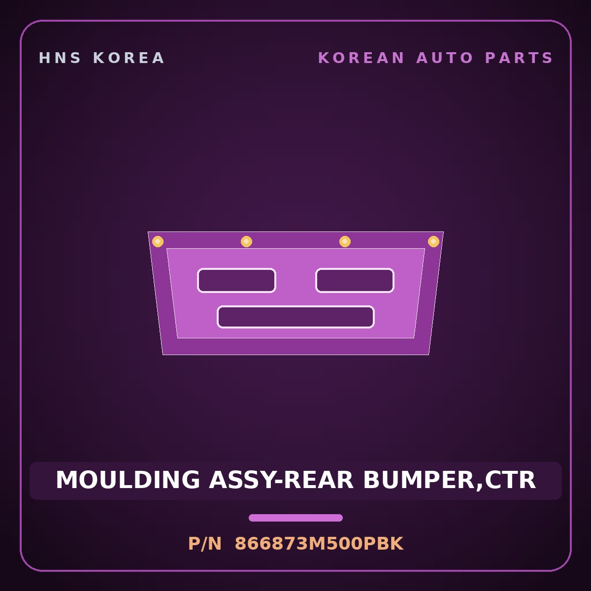 Genuine Mobis MOULDING ASSY-REAR BUMPER,CTR 866873M500PBK for Genesis 2007 HNS Parts Korea