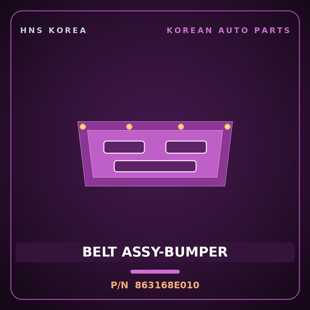 Genuine Mobis BELT ASSY-BUMPER 863168E010 for Express 2019 HNS Parts Korea