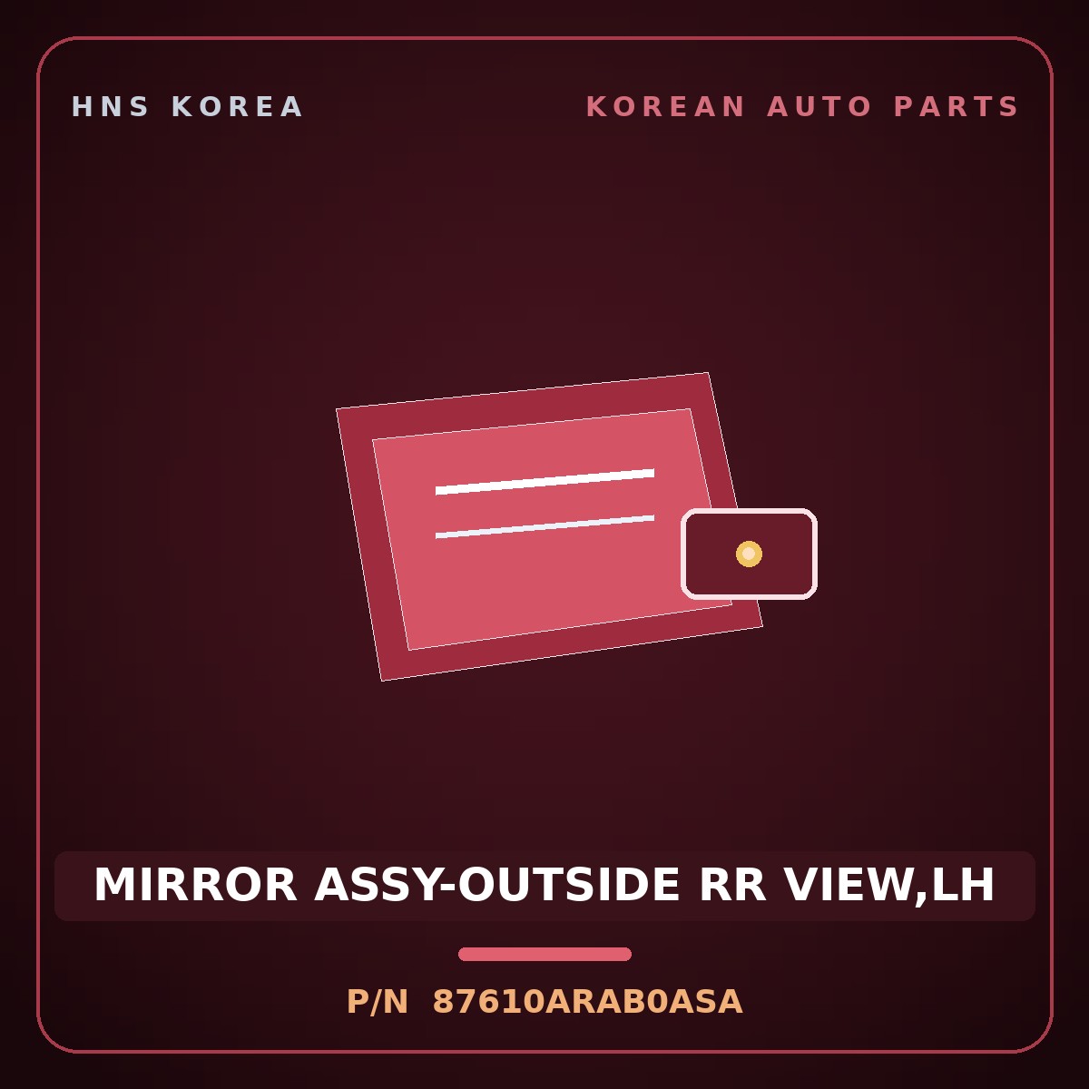 Genuine Mobis MIRROR ASSY-OUTSIDE RR VIEW,LH 87610ARAB0ASA for Genesis GV70 2024 HNS Parts Korea