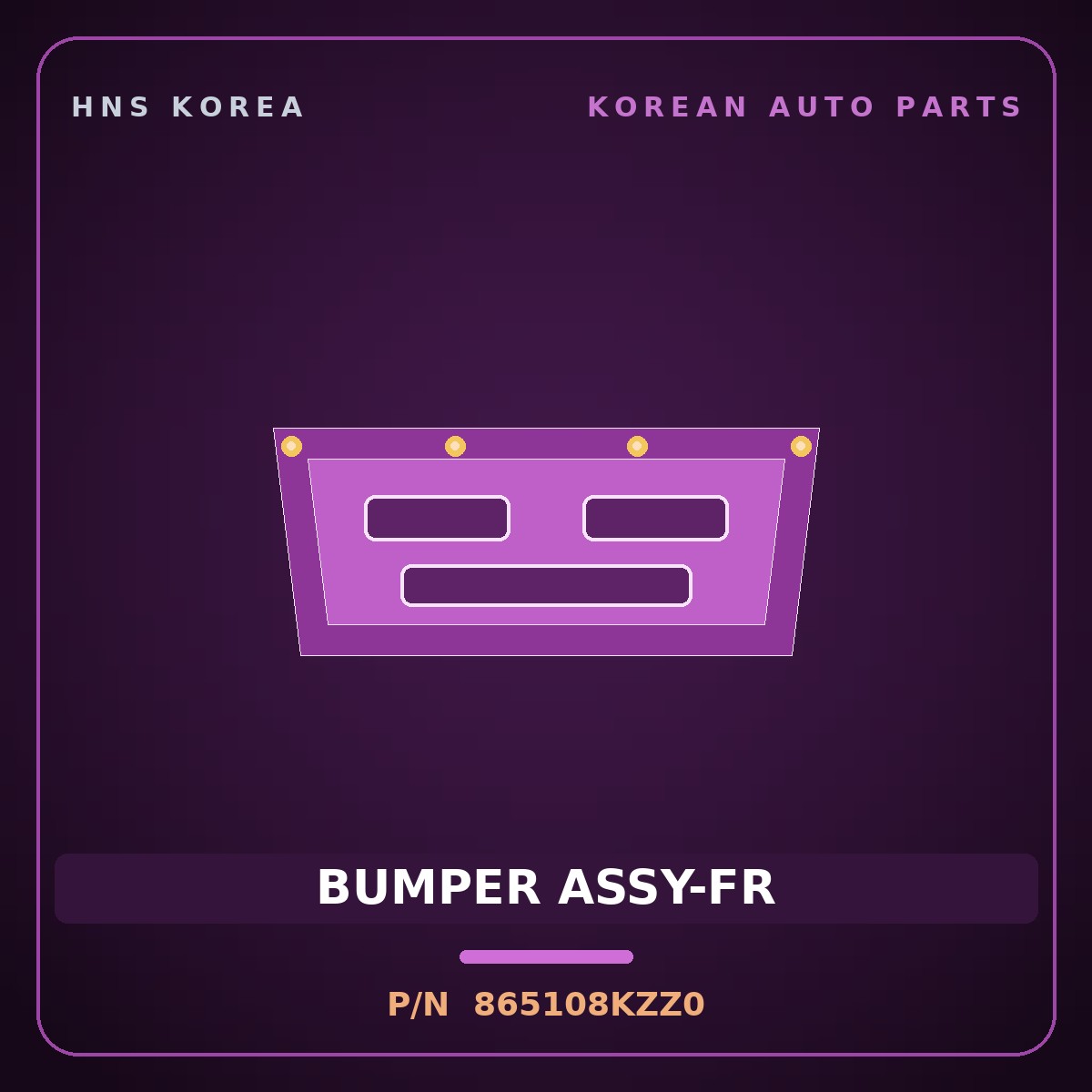 Genuine Mobis BUMPER ASSY-FR 865108KZZ0 for Aero City 2008 HNS Parts Korea