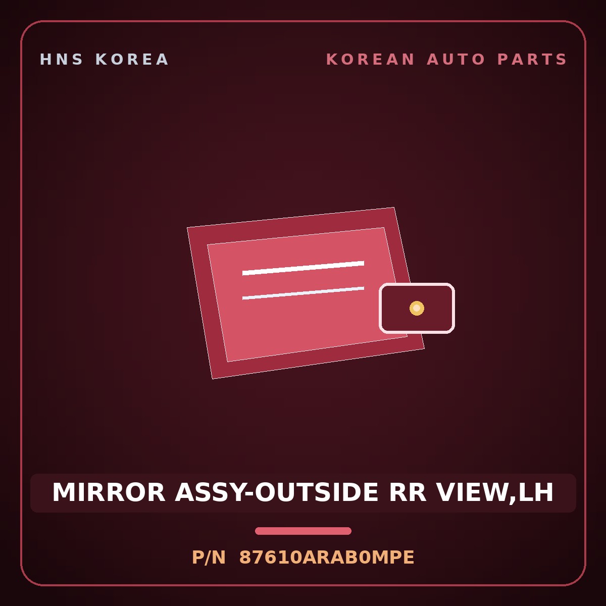 Genuine Mobis MIRROR ASSY-OUTSIDE RR VIEW,LH 87610ARAB0MPE for Genesis GV70 2024 HNS Parts Korea