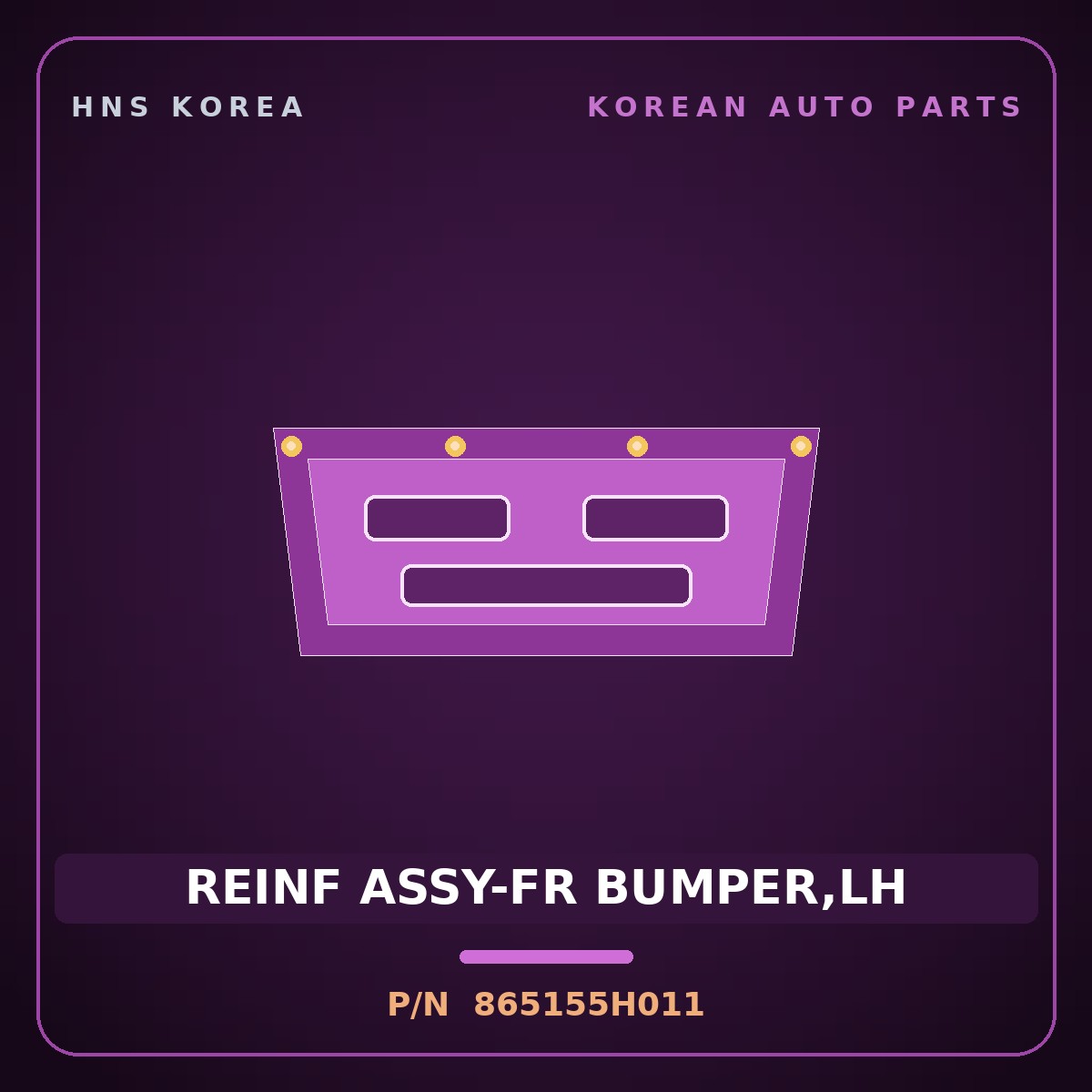 Genuine Mobis REINF ASSY-FR BUMPER,LH 865155H011 for Mighty 1998 HNS Parts Korea