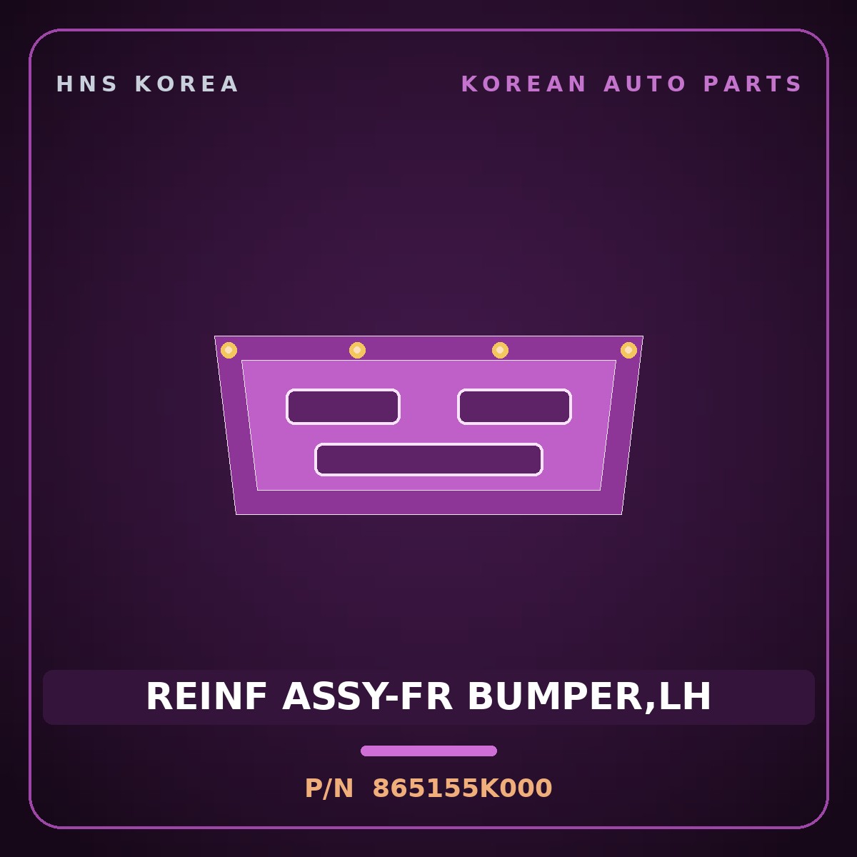 Genuine Mobis REINF ASSY-FR BUMPER,LH 865155K000 for Mighty 2004 HNS Parts Korea