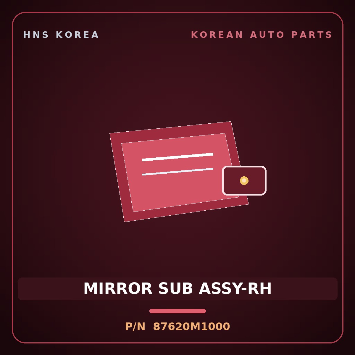 Genuine Mobis MIRROR SUB ASSY-RH 87620M1000 for Galloper 1998 HNS Parts Korea