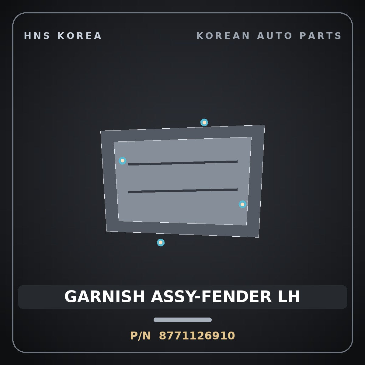 Genuine Mobis GARNISH ASSY-FENDER LH 8771126910 for Santa Fe 2000 HNS Parts Korea