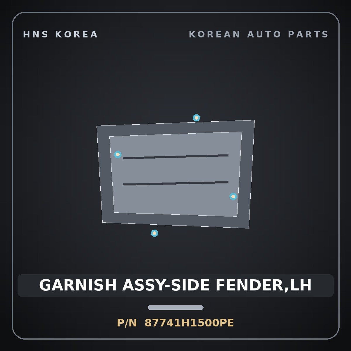 Genuine Mobis GARNISH ASSY-SIDE FENDER,LH 87741H1500PE for Terracan 2000 HNS Parts Korea