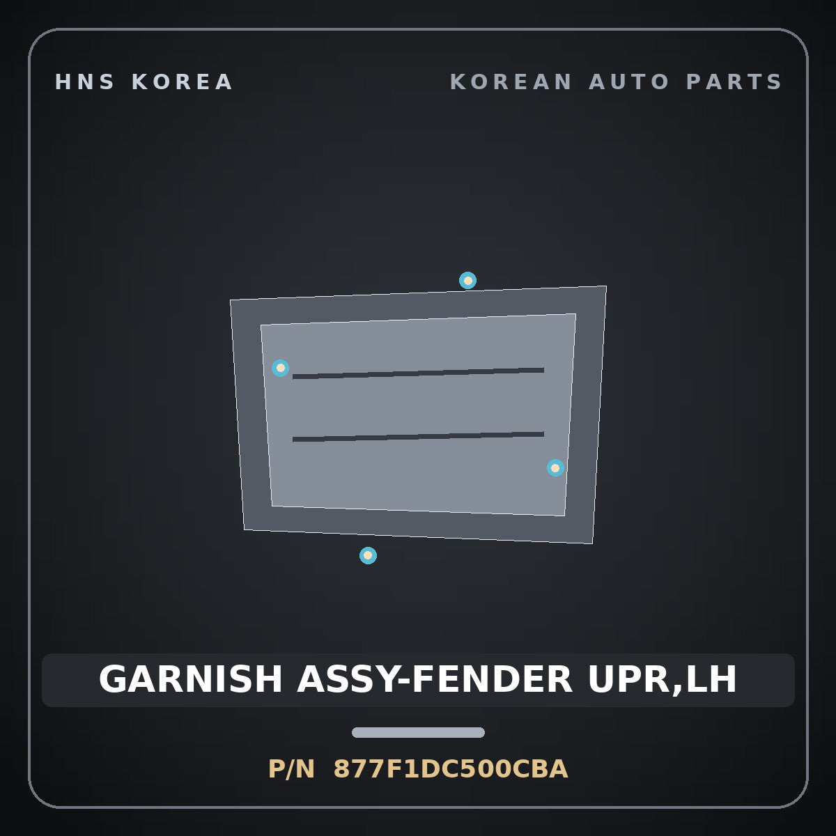 Genuine Mobis GARNISH ASSY-FENDER UPR,LH 877F1DC500CBA for GV90 2026 HNS Parts Korea