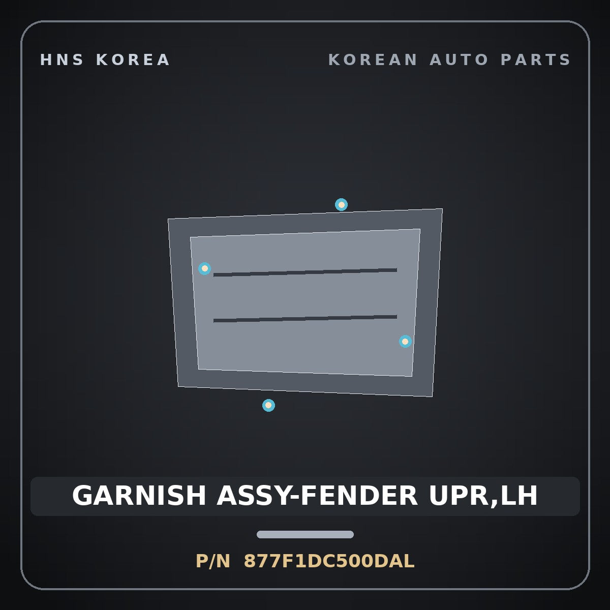 Genuine Mobis GARNISH ASSY-FENDER UPR,LH 877F1DC500DAL for GV90 2026 HNS Parts Korea