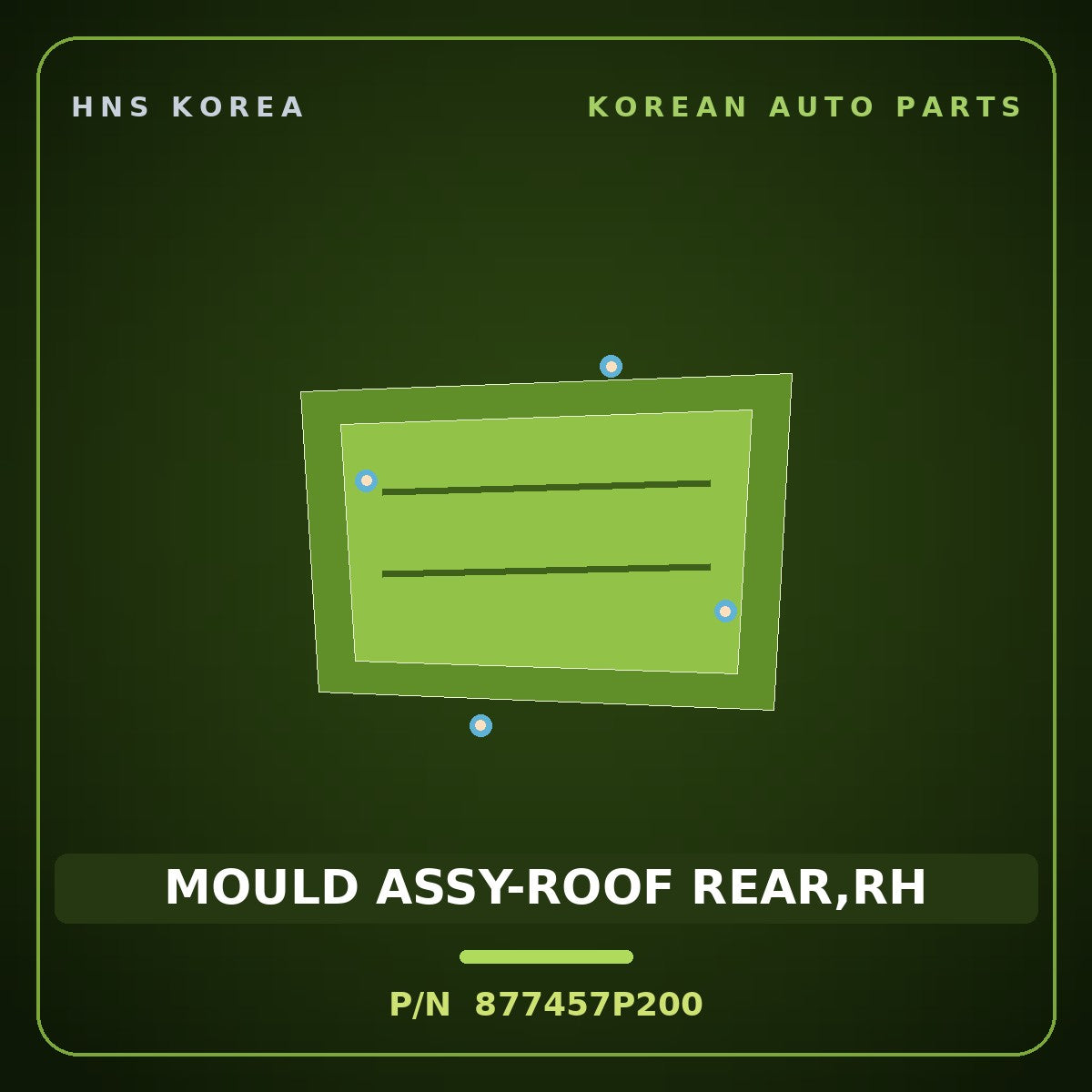 Genuine Mobis MOULD ASSY-ROOF REAR,RH 877457P200 for Trago 2013 HNS Parts Korea