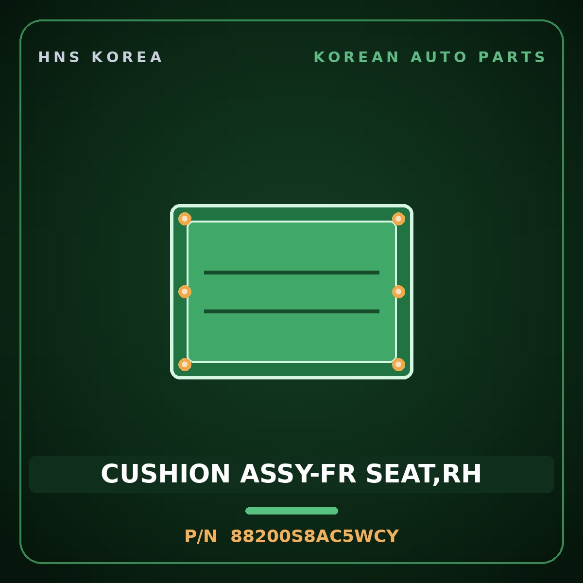 Genuine Mobis CUSHION ASSY-FR SEAT,RH 88200S8AC5WCY for Palisade 2022 HNS Parts Korea