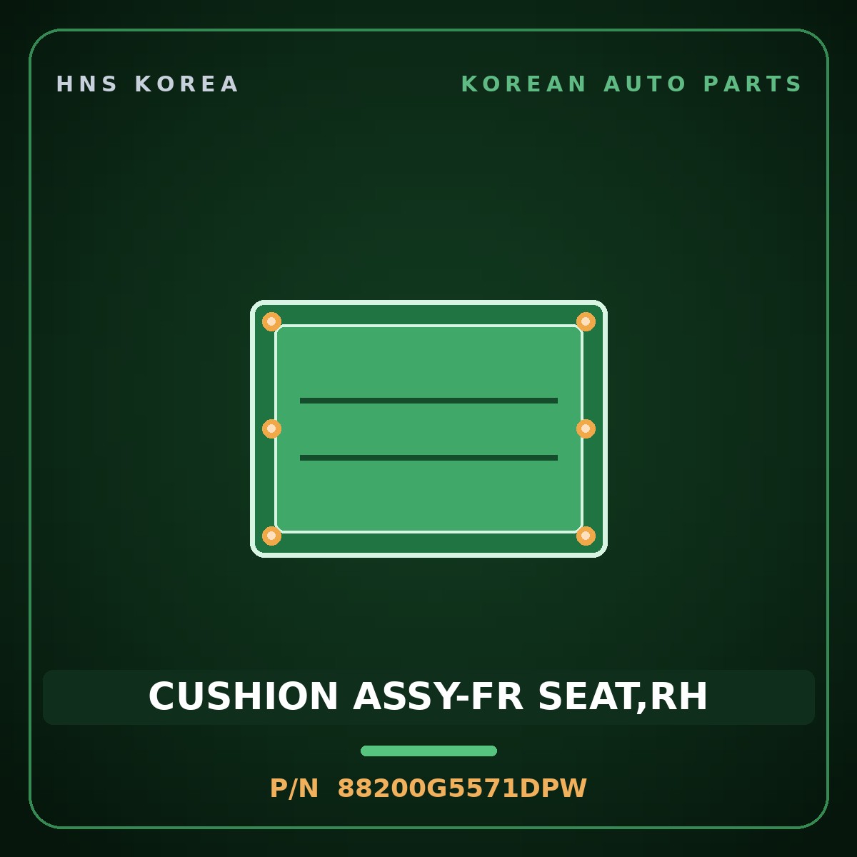 Genuine Mobis CUSHION ASSY-FR SEAT,RH 88200G5571DPW for Niro 2019 HNS Parts Korea