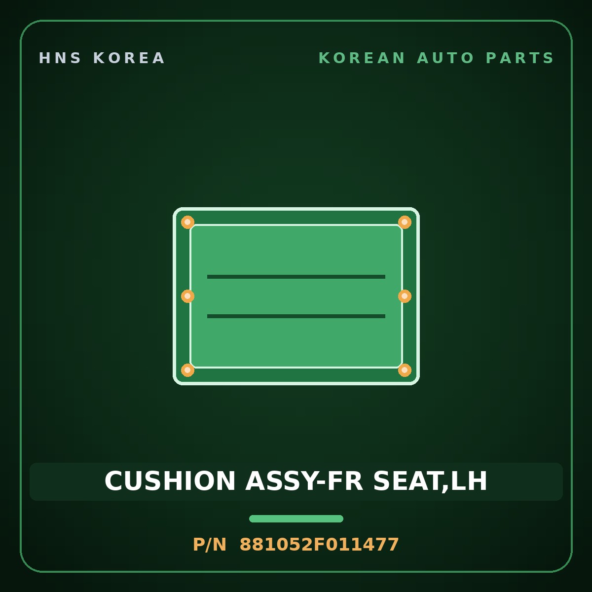 Genuine Mobis CUSHION ASSY-FR SEAT,LH 881052F011477 for Cerato 2003 HNS Parts Korea