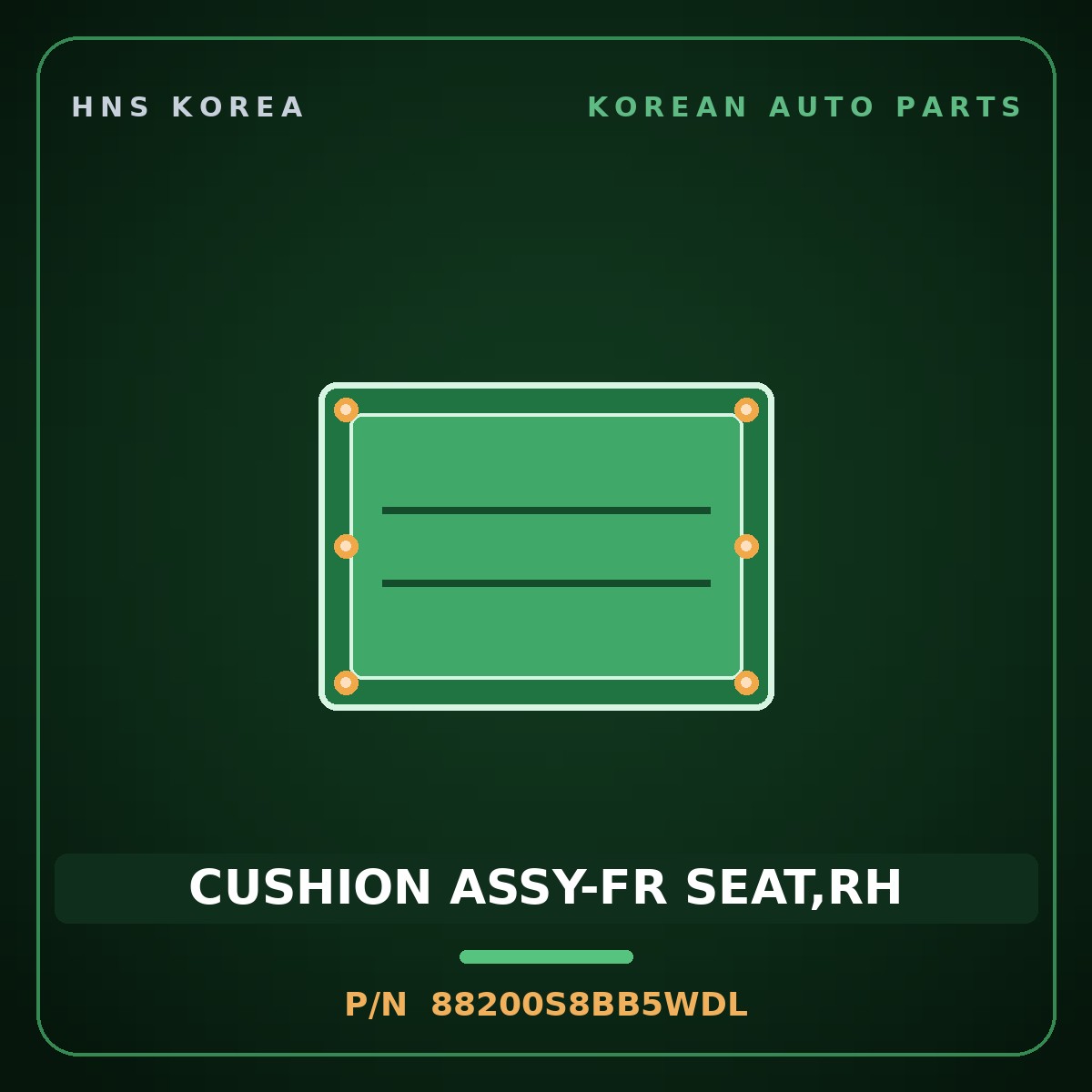 Genuine Mobis CUSHION ASSY-FR SEAT,RH 88200S8BB5WDL for Palisade 2022 HNS Parts Korea