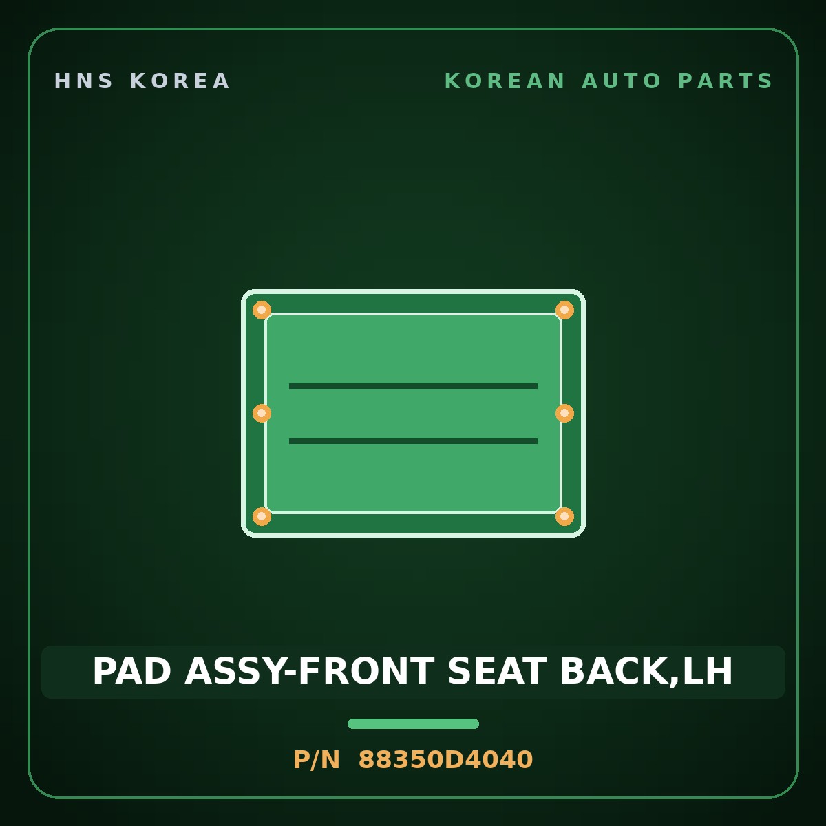 Genuine Mobis PAD ASSY-FRONT SEAT BACK,LH 88350D4040 for K5 2016 HNS Parts Korea