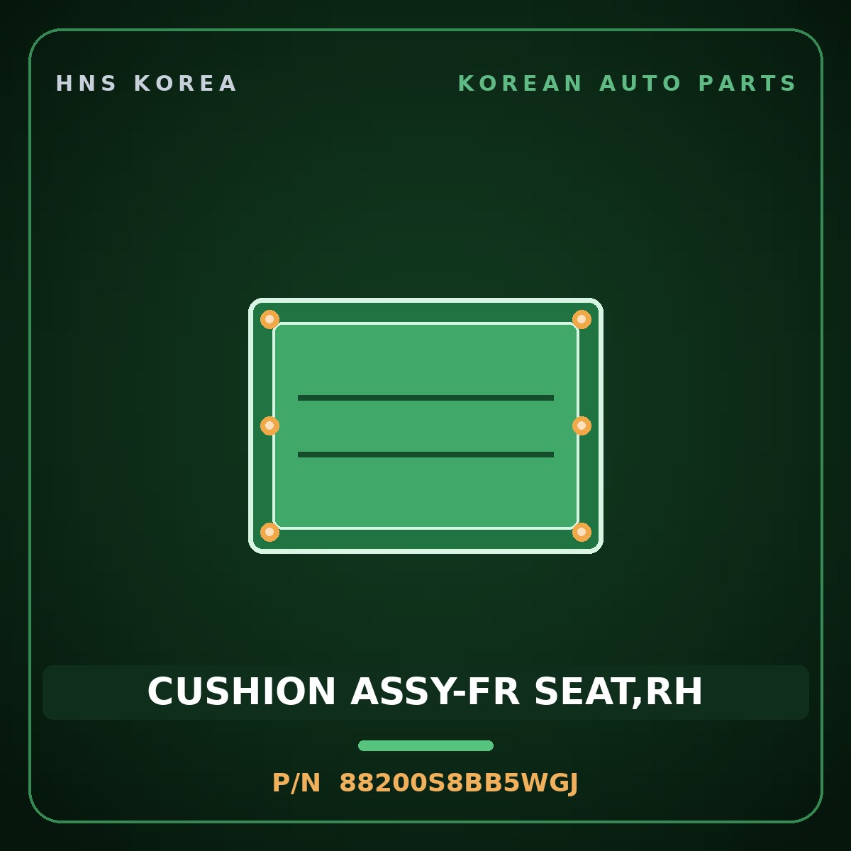 Genuine Mobis CUSHION ASSY-FR SEAT,RH 88200S8BB5WGJ for Palisade 2022 HNS Parts Korea
