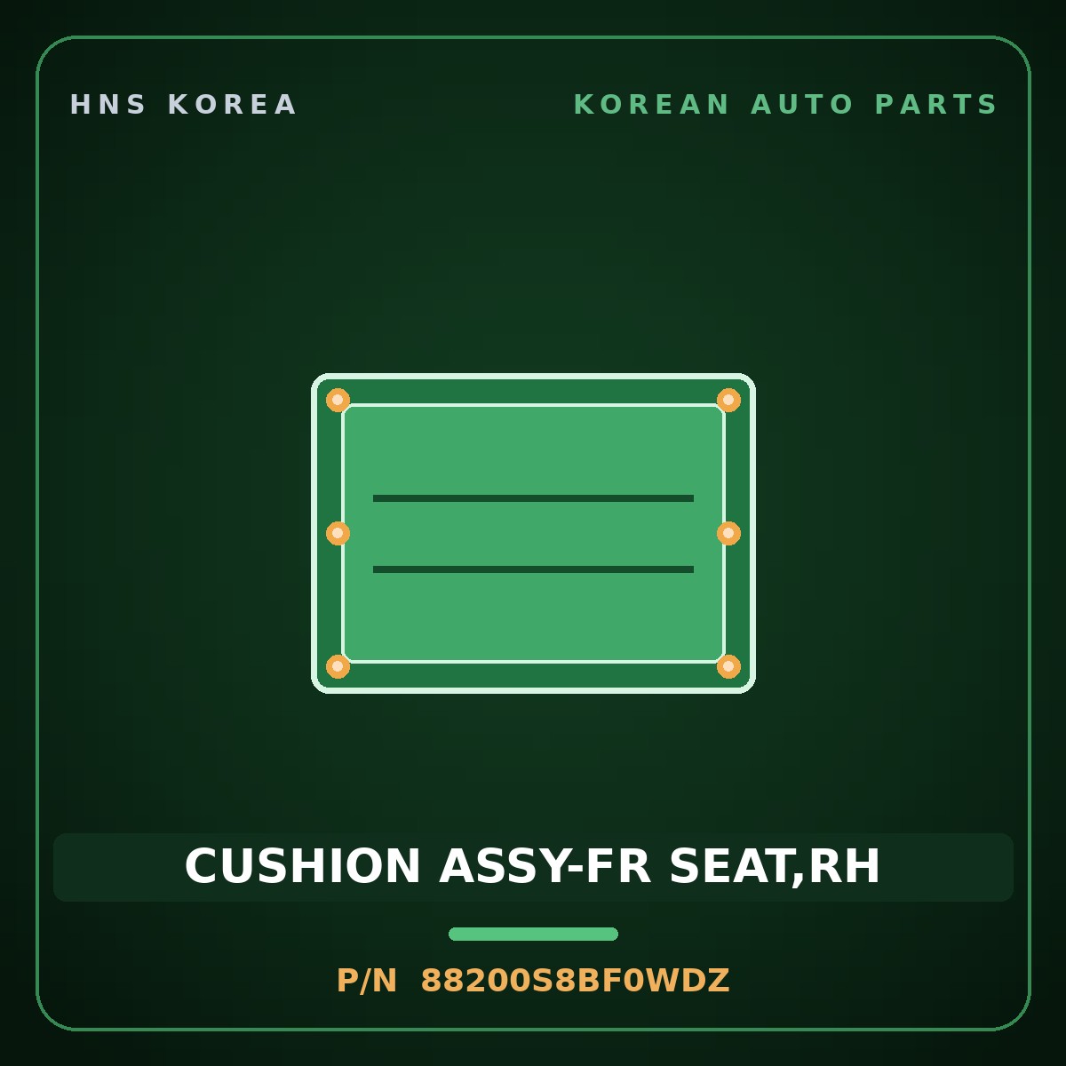 Genuine Mobis CUSHION ASSY-FR SEAT,RH 88200S8BF0WDZ for Palisade 2022 HNS Parts Korea