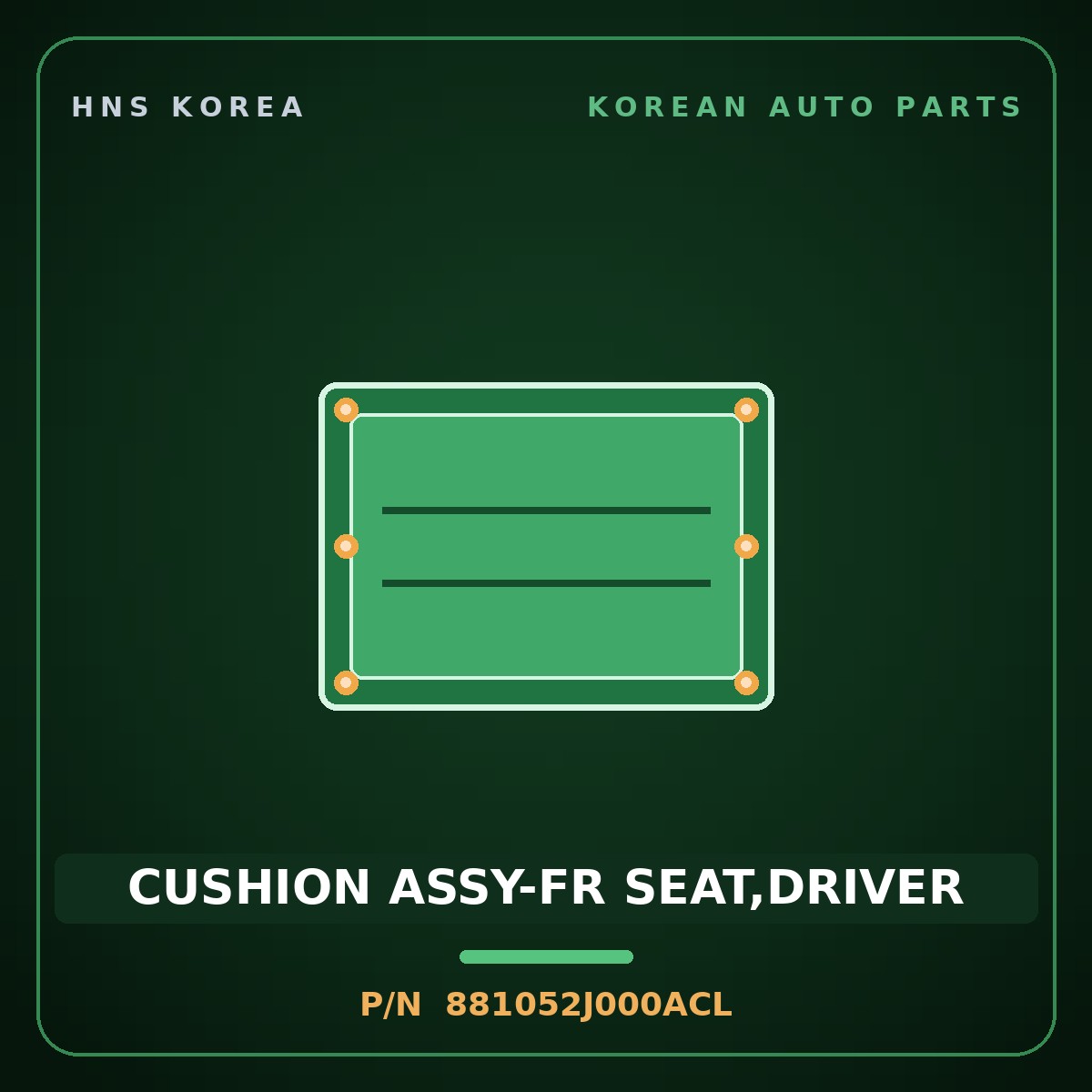 Genuine Mobis CUSHION ASSY-FR SEAT,DRIVER 881052J000ACL for Mohave 2007 HNS Parts Korea