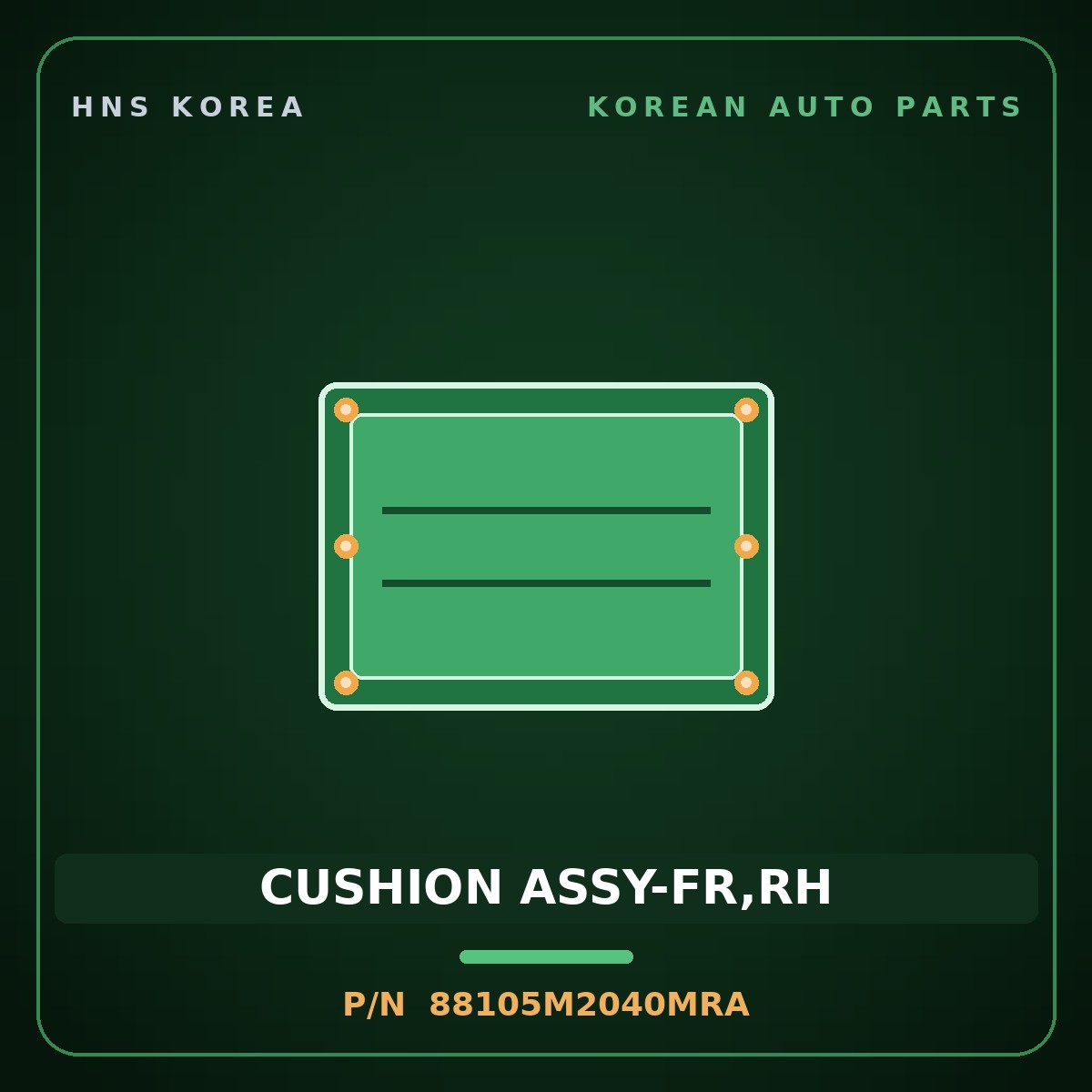 Genuine Mobis CUSHION ASSY-FR,RH 88105M2040MRA for Santamo 1995 HNS Parts Korea