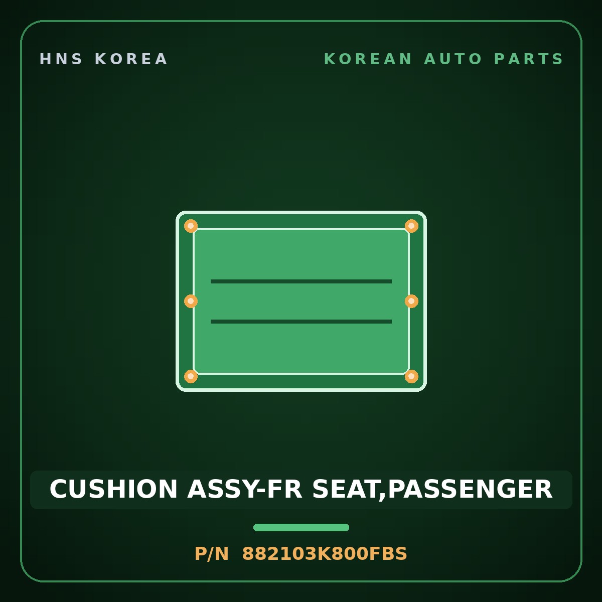 Genuine Mobis CUSHION ASSY-FR SEAT,PASSENGER 882103K800FBS for Sonata 2008 HNS Parts Korea