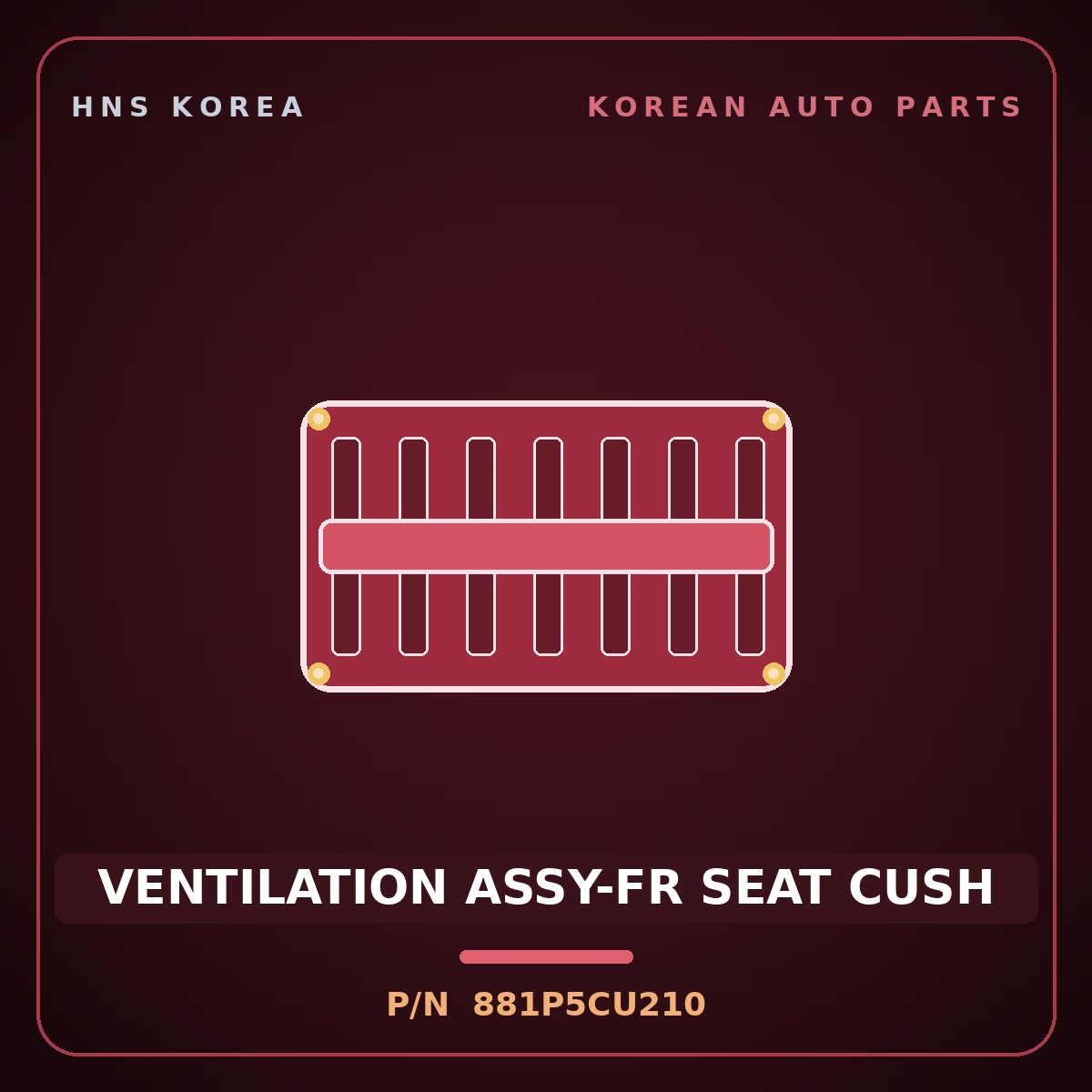 Genuine Mobis VENTILATION ASSY-FR SEAT CUSH 881P5CU210 for Genesis GV60 2021 HNS Parts Korea