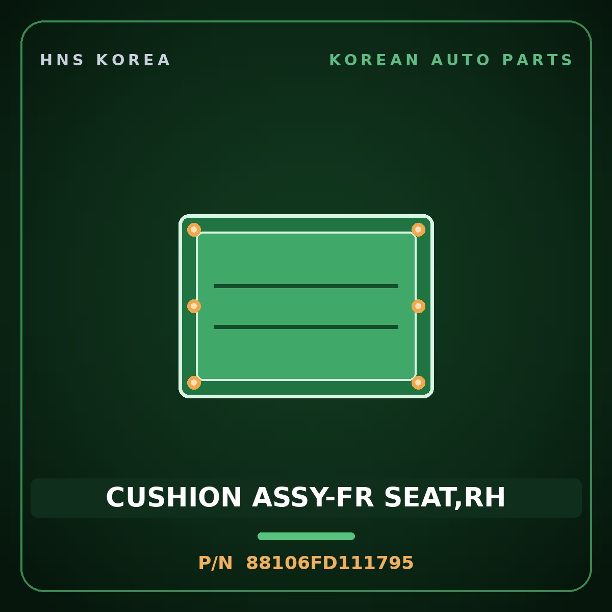 Genuine Mobis CUSHION ASSY-FR SEAT,RH 88106FD111795 for Rio 1999 HNS Parts Korea