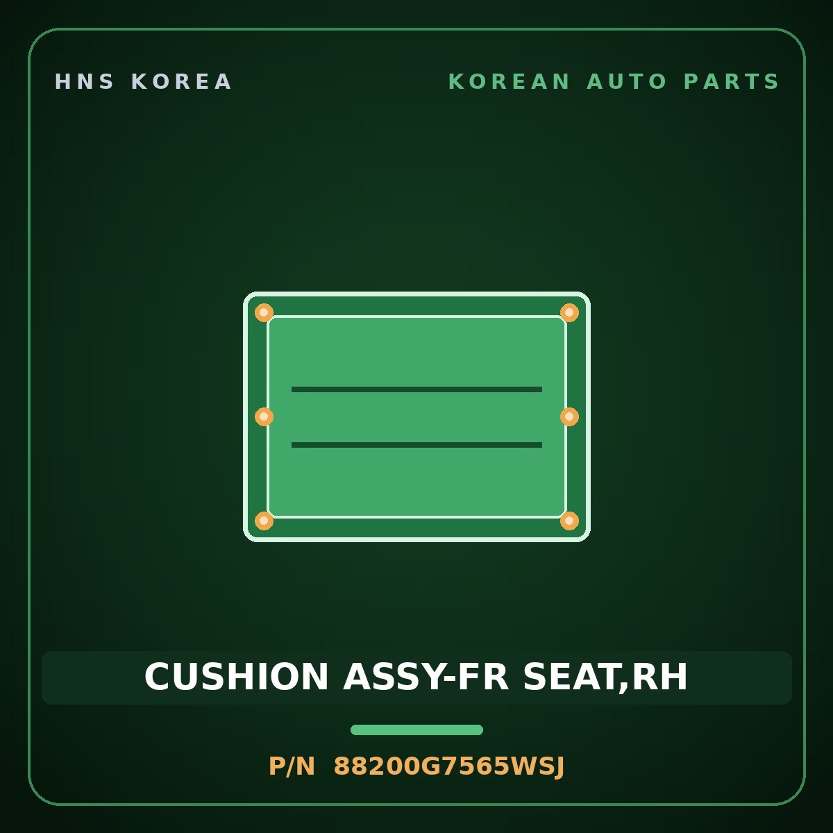 Genuine Mobis CUSHION ASSY-FR SEAT,RH 88200G7565WSJ for IONIQ 2019 HNS Parts Korea