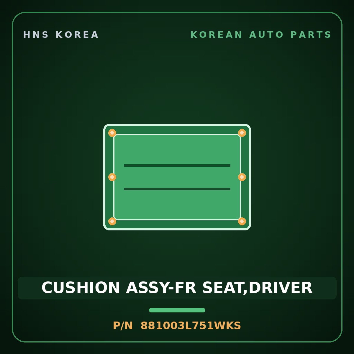 Genuine Mobis CUSHION ASSY-FR SEAT,DRIVER 881003L751WKS for Grandeur 2005 HNS Parts Korea
