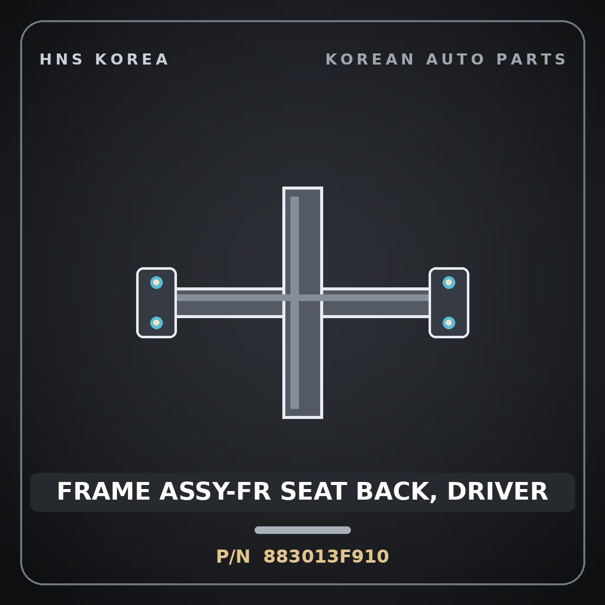 Genuine Mobis FRAME ASSY-FR SEAT BACK, DRIVER 883013F910 for Opirus 2006 HNS Parts Korea