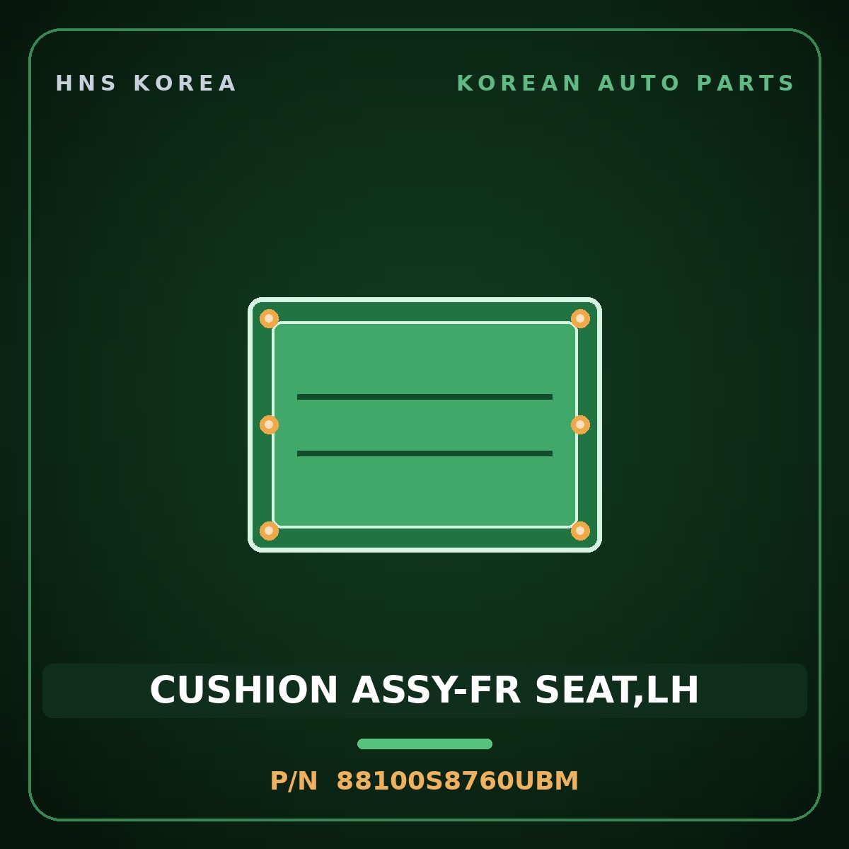 Genuine Mobis CUSHION ASSY-FR SEAT,LH 88100S8760UBM for Palisade 2019 HNS Parts Korea