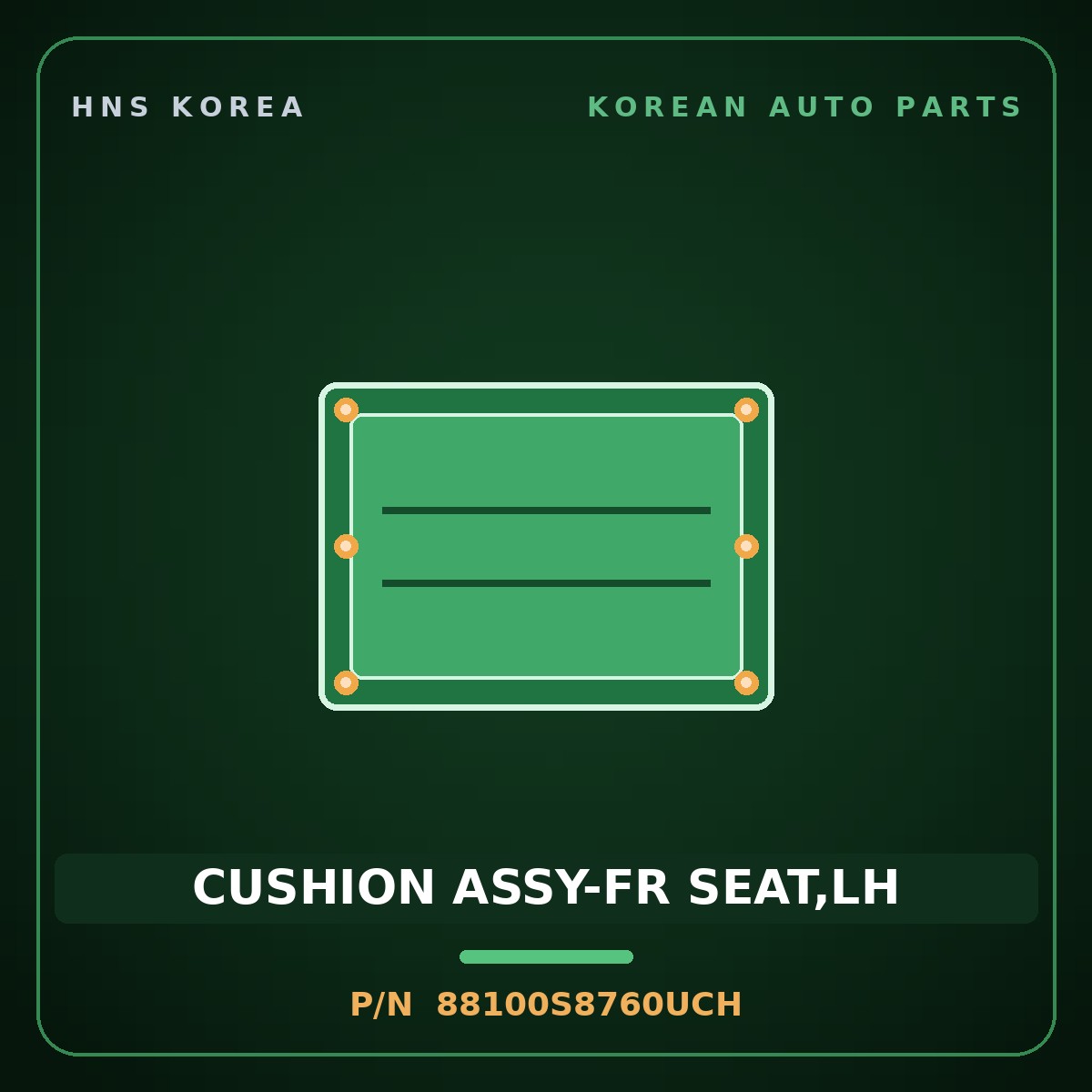 Genuine Mobis CUSHION ASSY-FR SEAT,LH 88100S8760UCH for Palisade 2019 HNS Parts Korea