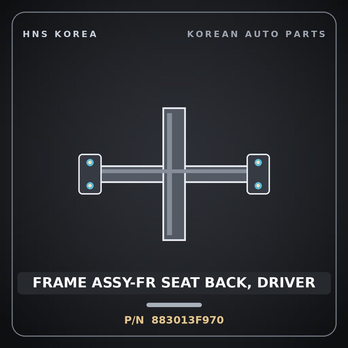 Genuine Mobis FRAME ASSY-FR SEAT BACK, DRIVER 883013F970 for Opirus 2006 HNS Parts Korea