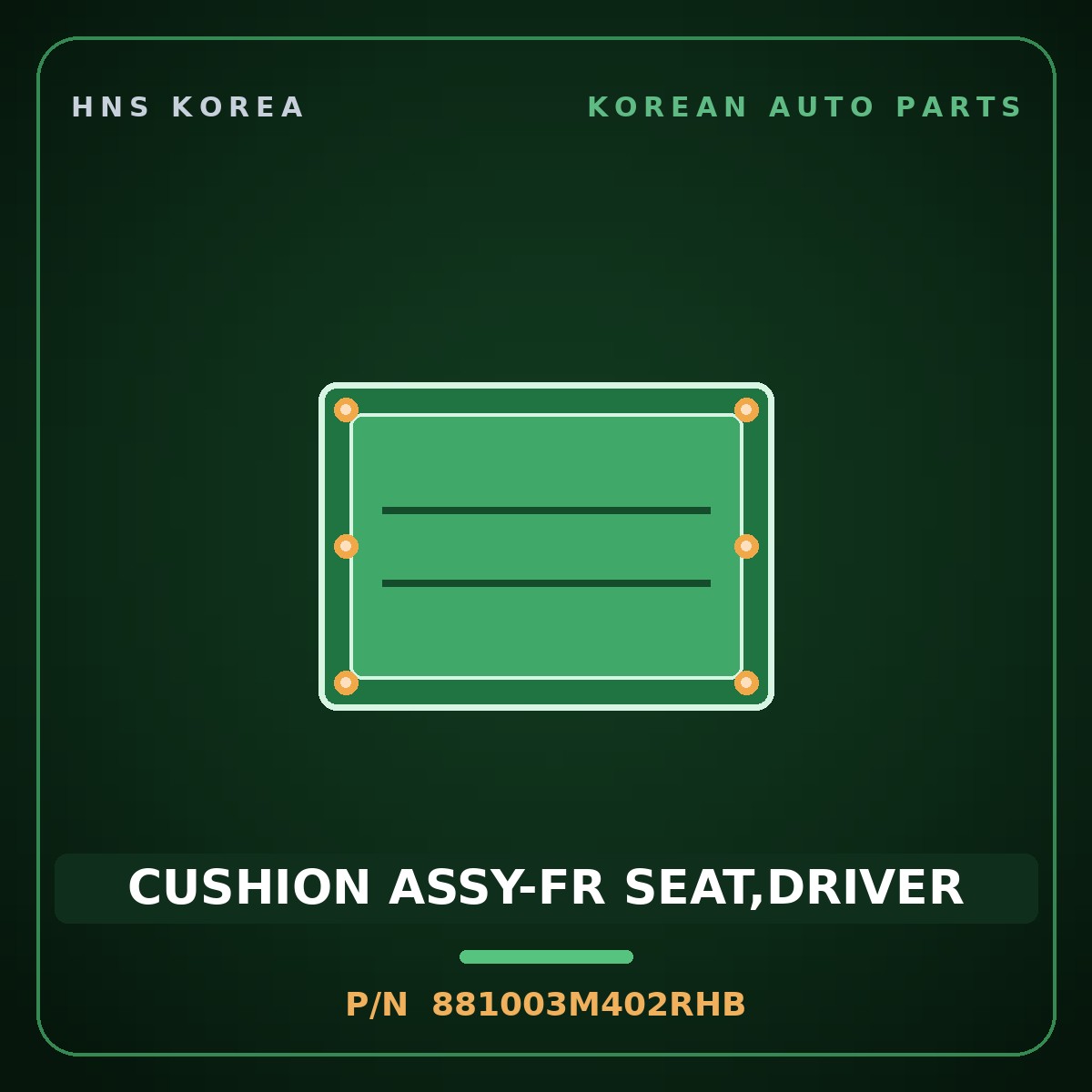 Genuine Mobis CUSHION ASSY-FR SEAT,DRIVER 881003M402RHB for Genesis 2007 HNS Parts Korea
