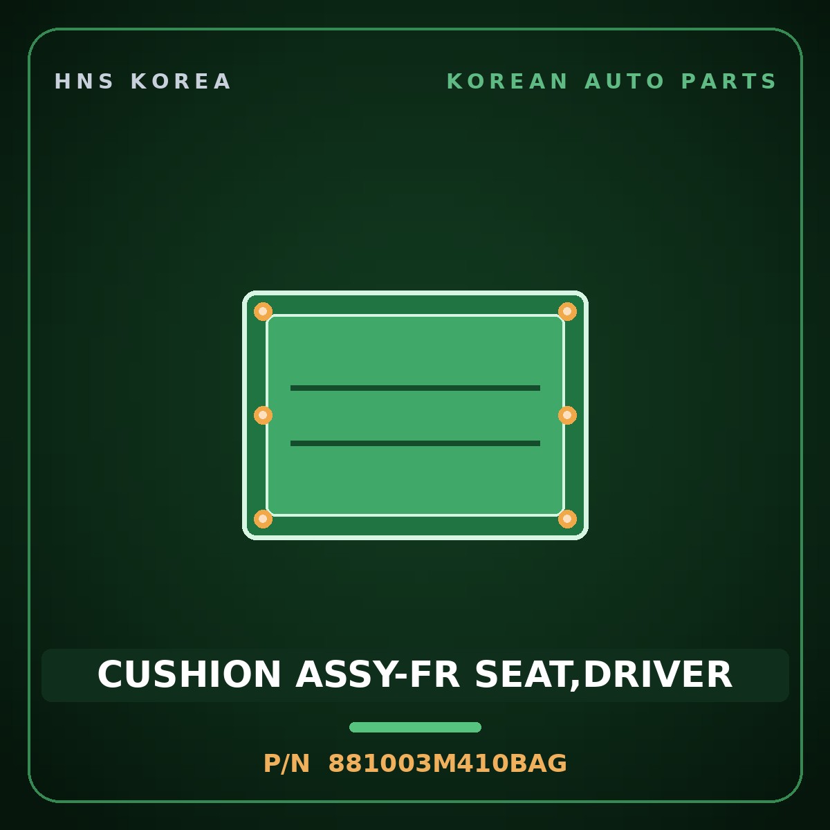 Genuine Mobis CUSHION ASSY-FR SEAT,DRIVER 881003M410BAG for Genesis 2007 HNS Parts Korea