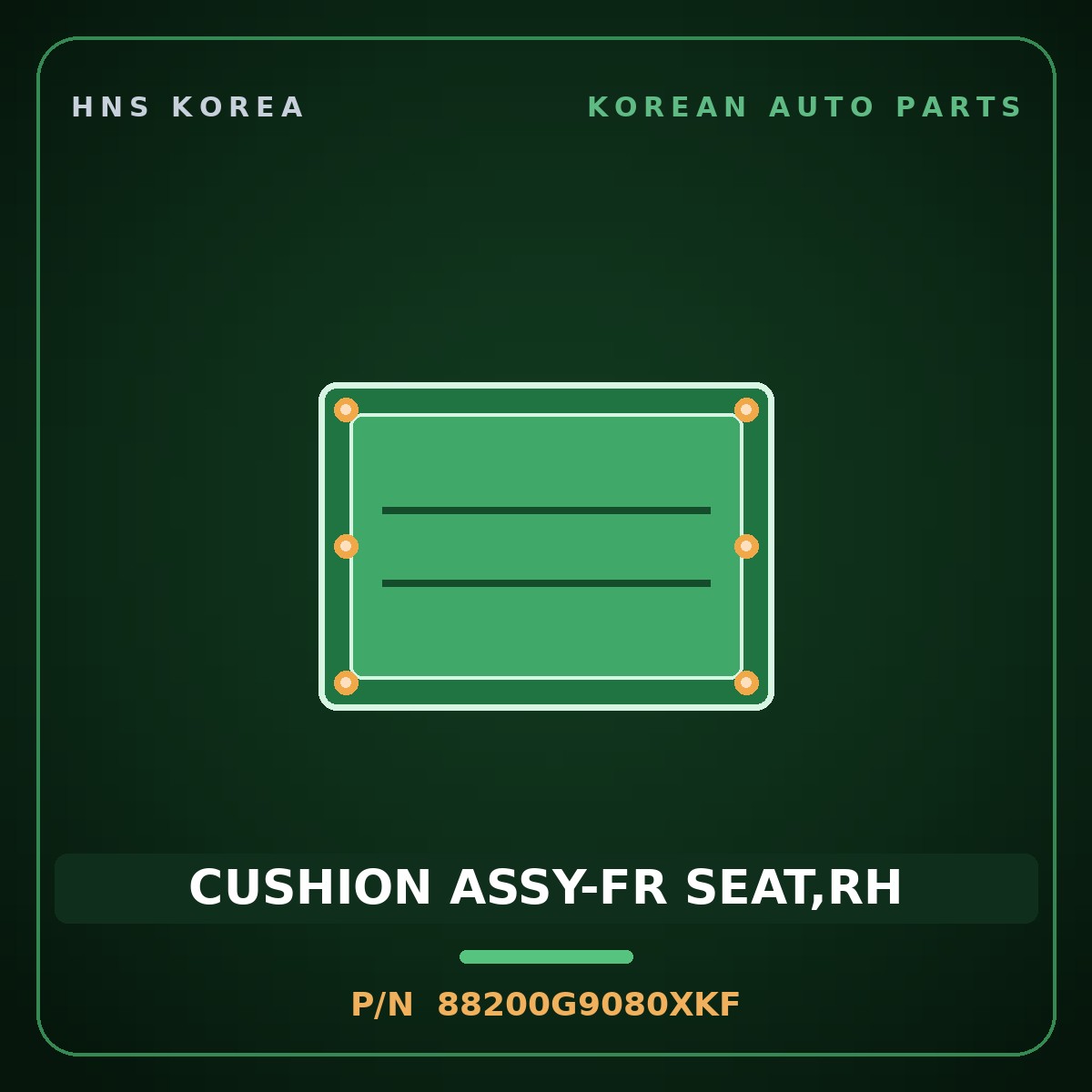 Genuine Mobis CUSHION ASSY-FR SEAT,RH 88200G9080XKF for G70 2017 HNS Parts Korea