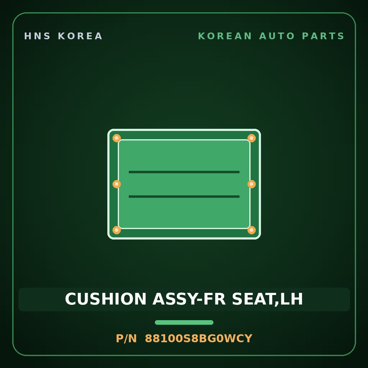Genuine Mobis CUSHION ASSY-FR SEAT,LH 88100S8BG0WCY for Palisade 2022 HNS Parts Korea