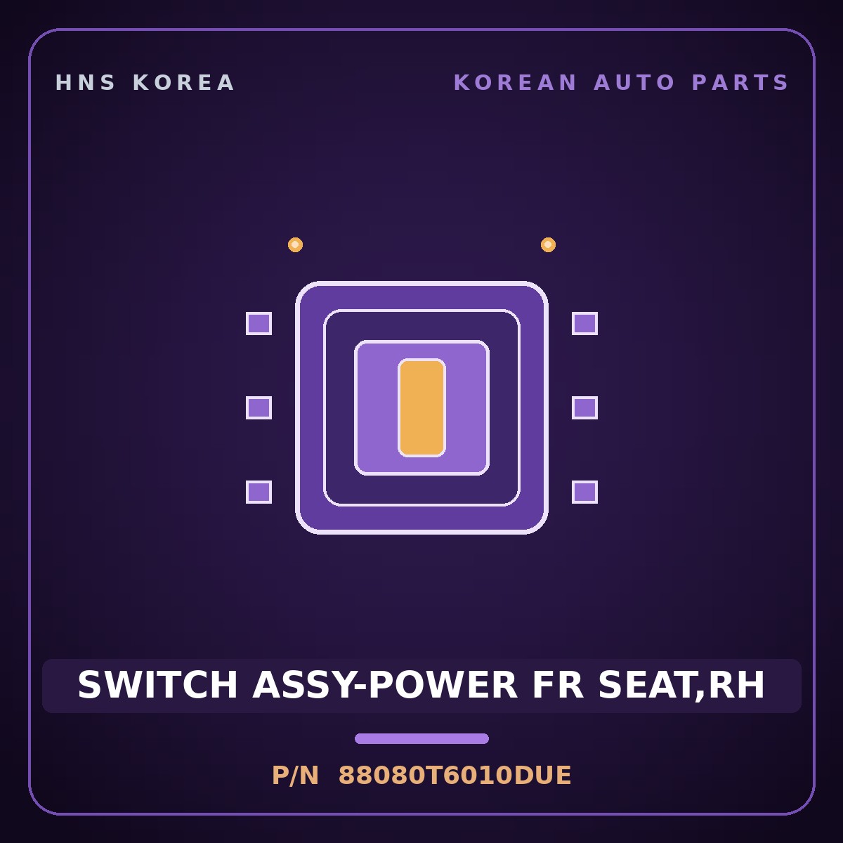 Genuine Mobis SWITCH ASSY-POWER FR SEAT,RH 88080T6010DUE for Genesis GV80 2020 HNS Parts Korea