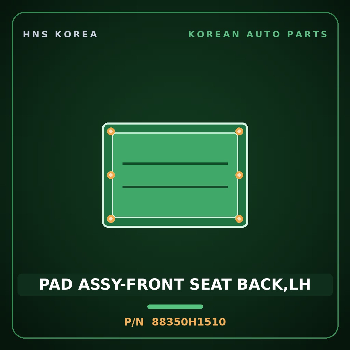 Genuine Mobis PAD ASSY-FRONT SEAT BACK,LH 88350H1510 for Terracan 2000 HNS Parts Korea