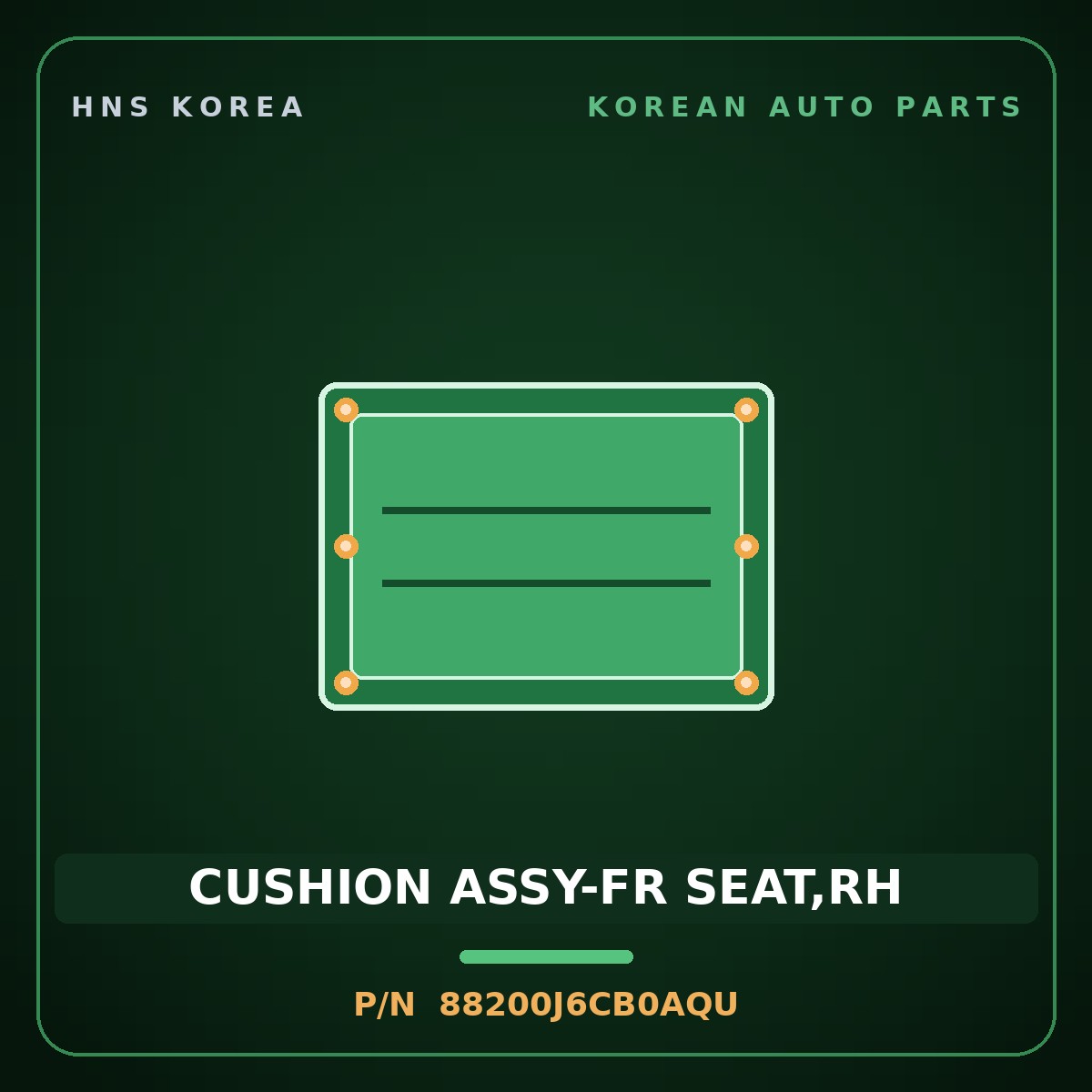 Genuine Mobis CUSHION ASSY-FR SEAT,RH 88200J6CB0AQU for K9 2021 HNS Parts Korea