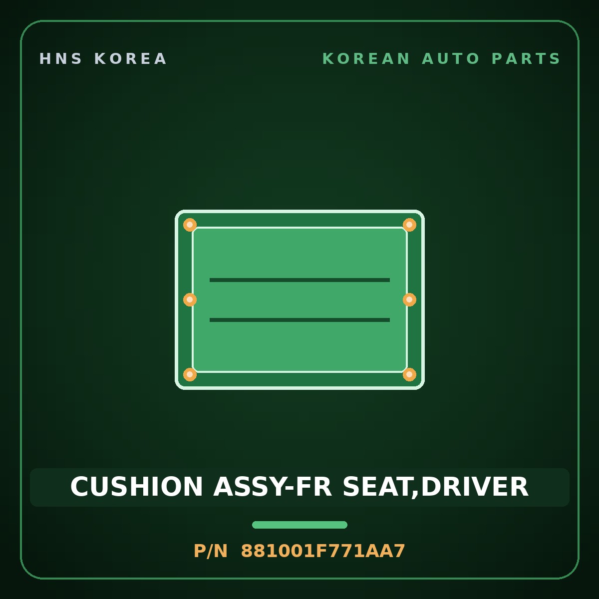 Genuine Mobis CUSHION ASSY-FR SEAT,DRIVER 881001F771AA7 for Sportage 2004 HNS Parts Korea