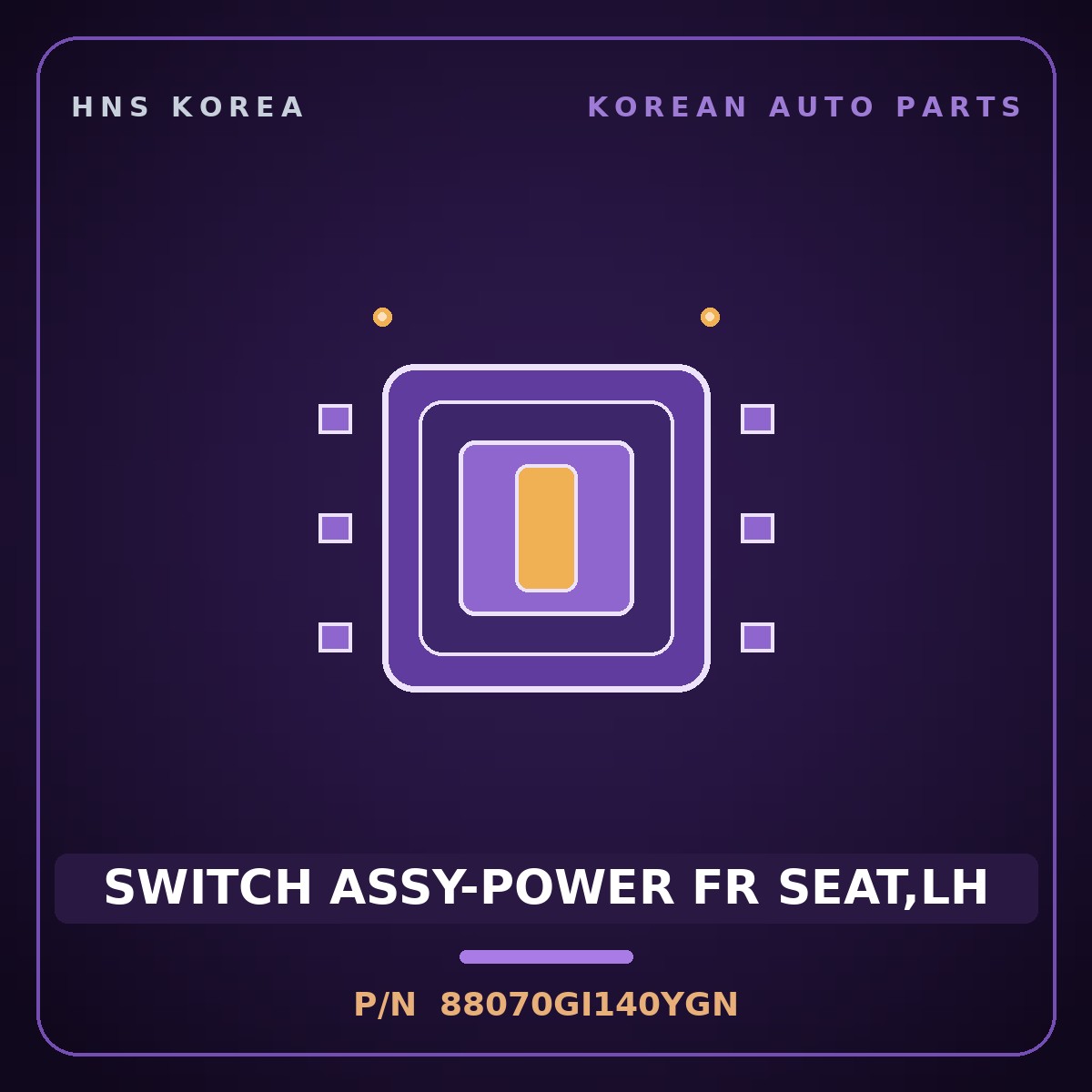 Genuine Mobis SWITCH ASSY-POWER FR SEAT,LH 88070GI140YGN for Ioniq 5 2024 HNS Parts Korea
