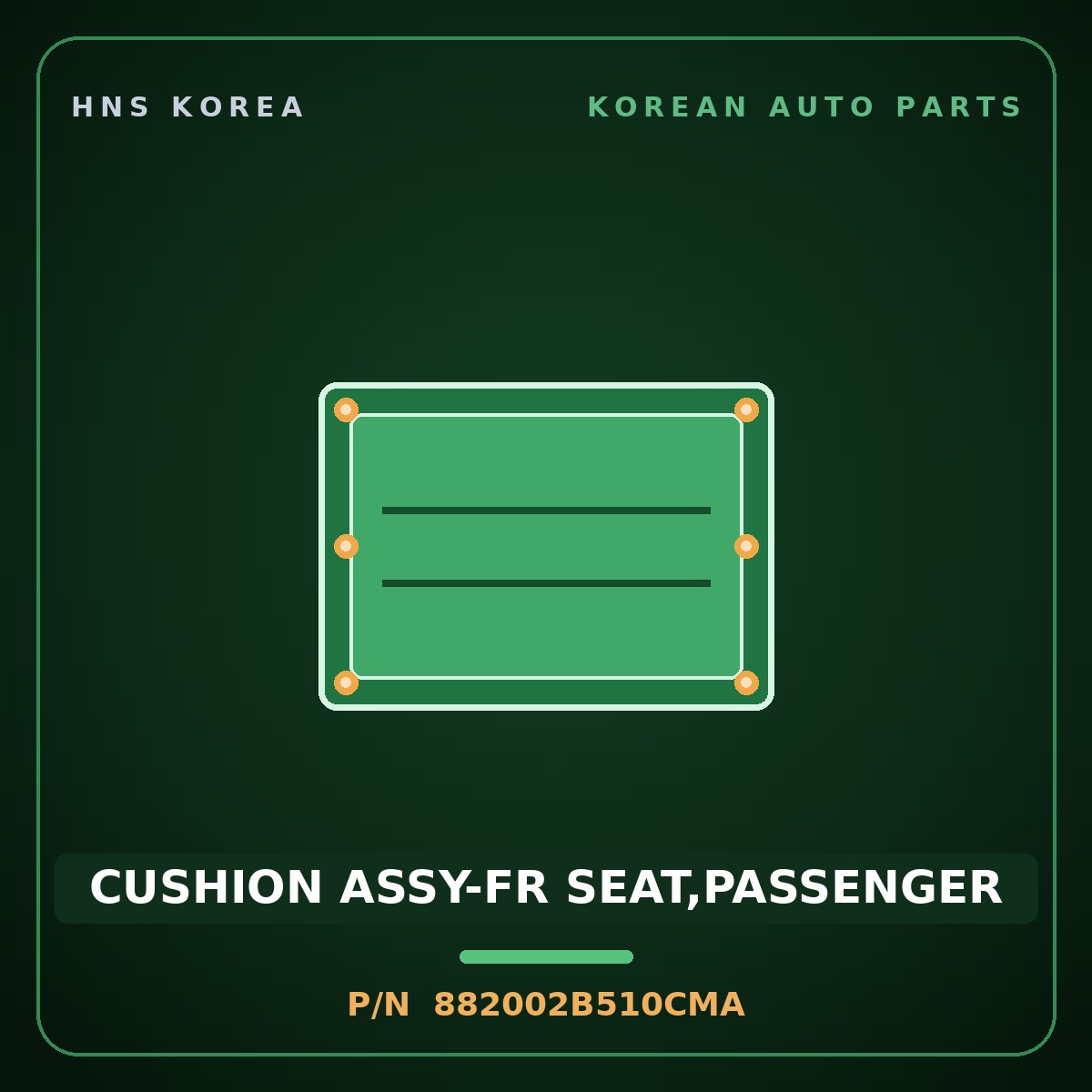 Genuine Mobis CUSHION ASSY-FR SEAT,PASSENGER 882002B510CMA for Santa Fe 2010 HNS Parts Korea