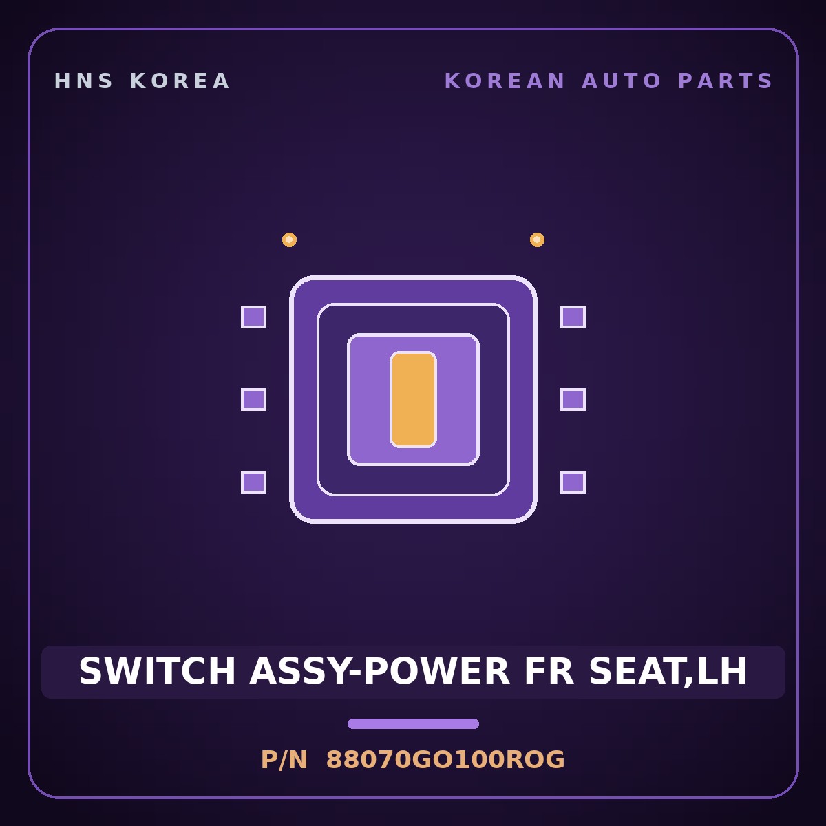 Genuine Mobis SWITCH ASSY-POWER FR SEAT,LH 88070GO100ROG for IONIQ 2024 HNS Parts Korea