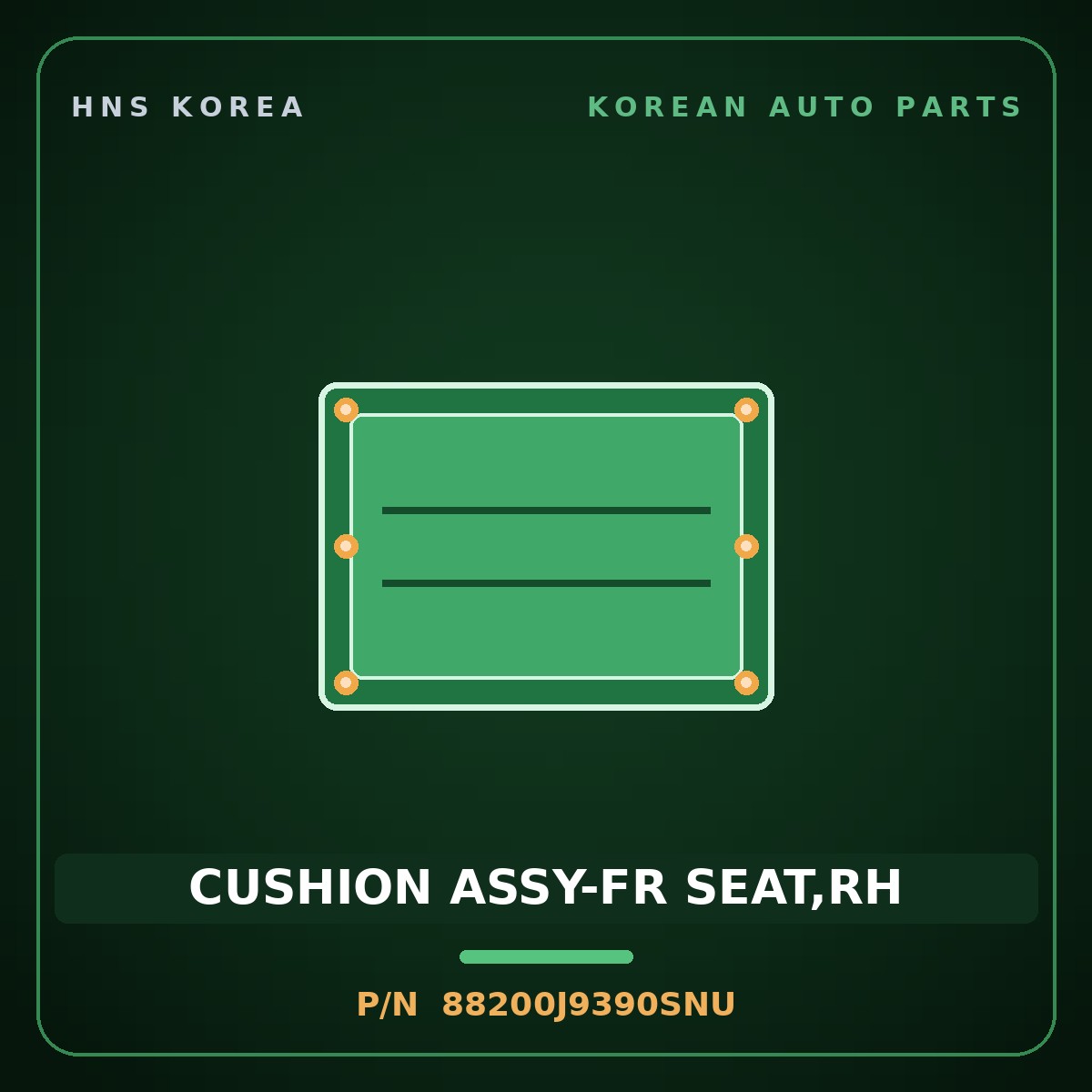 Genuine Mobis CUSHION ASSY-FR SEAT,RH 88200J9390SNU for Kona 2018 HNS Parts Korea
