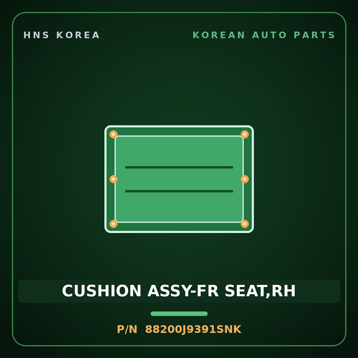 Genuine Mobis CUSHION ASSY-FR SEAT,RH 88200J9391SNK for Kona 2018 HNS Parts Korea
