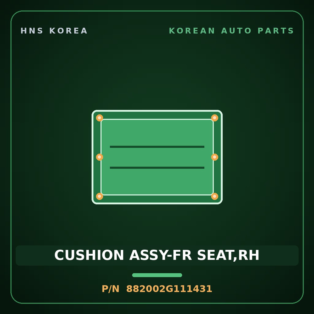 Genuine Mobis CUSHION ASSY-FR SEAT,RH 882002G111431 for Lotze 2005 HNS Parts Korea