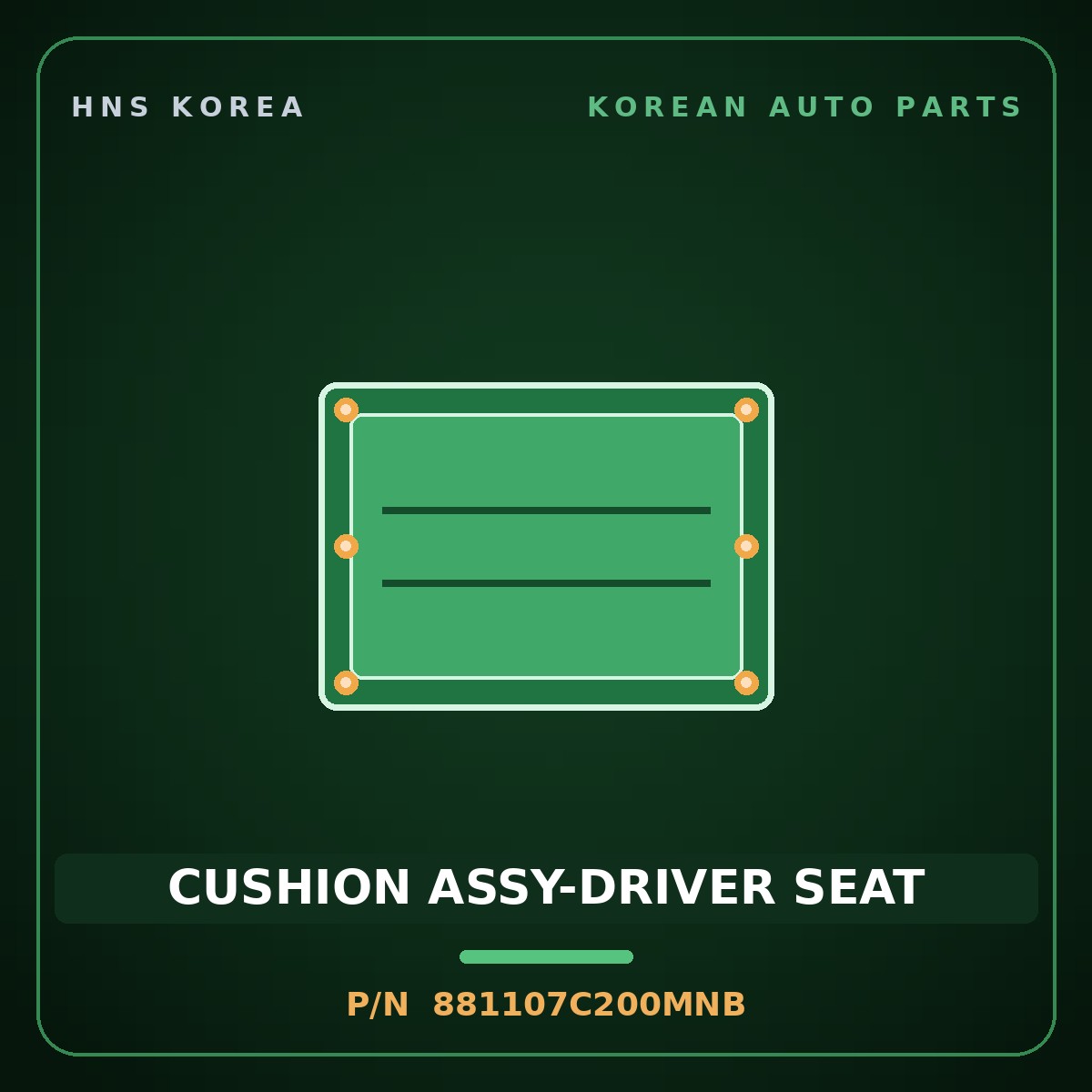 Genuine Mobis CUSHION ASSY-DRIVER SEAT 881107C200MNB for Mega Truck 2004 HNS Parts Korea